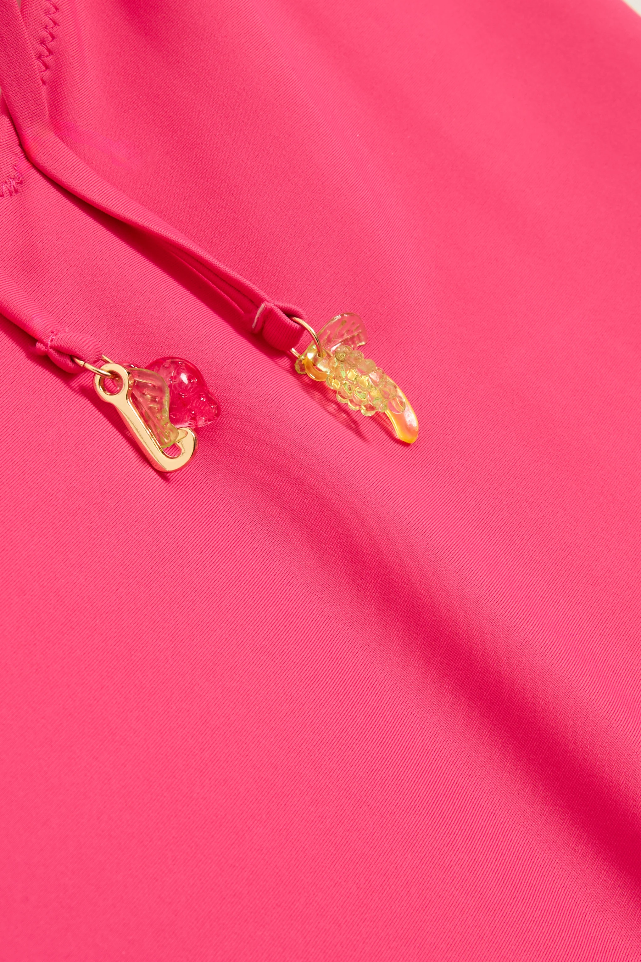 Costume intero Juicy con scollo a V, laccetti al collo e logo a contrasto colore Rosa - Image 3