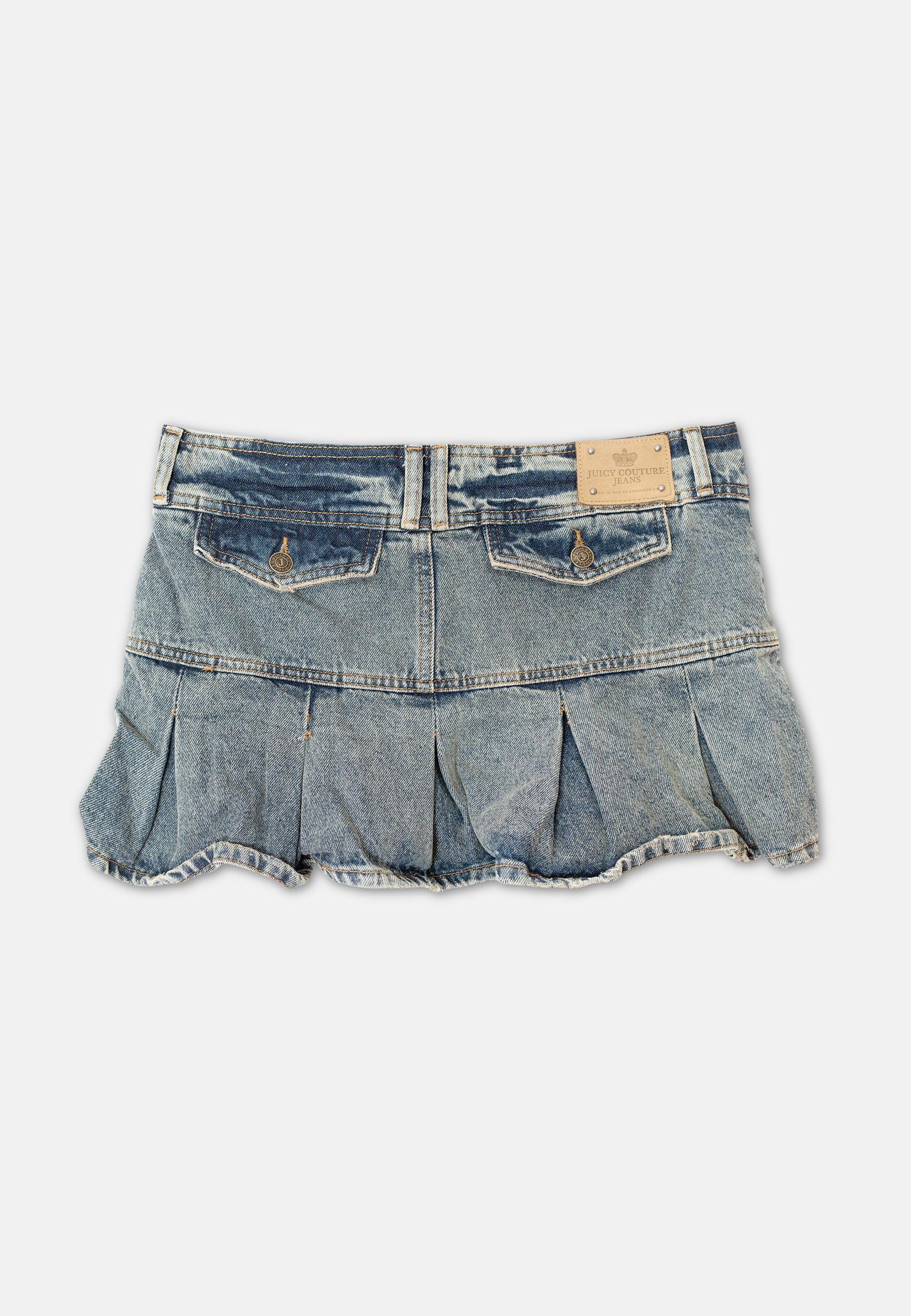 Crest mini gonna plissé in denim Vintage Wash - Image 2