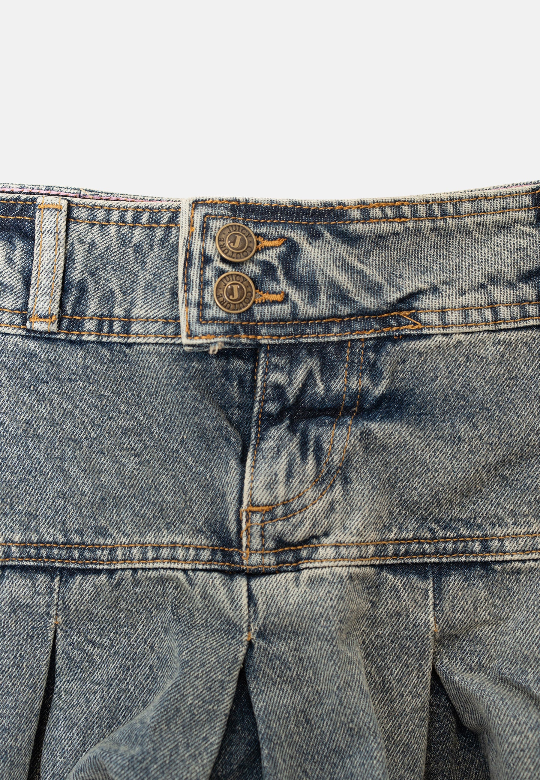 Crest mini gonna plissé in denim Vintage Wash - Image 3