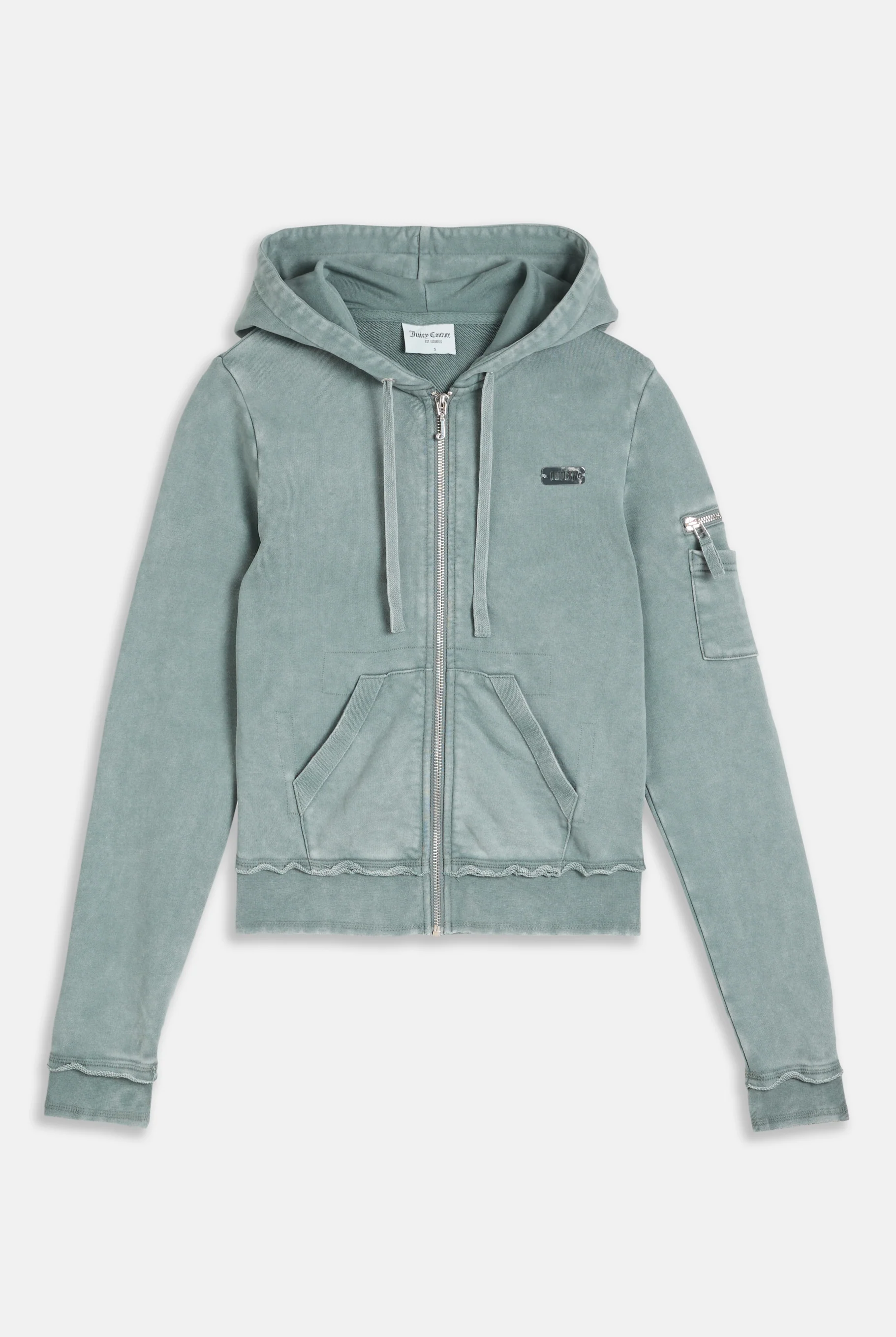 Felpa Badwater aderente in loopback fleece lavato con cappuccio e logo Juicy in metallo Verde