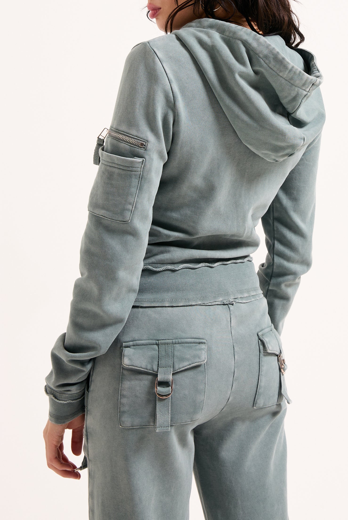 Felpa Badwater aderente in loopback fleece lavato con cappuccio e logo Juicy in metallo Verde - Image 6