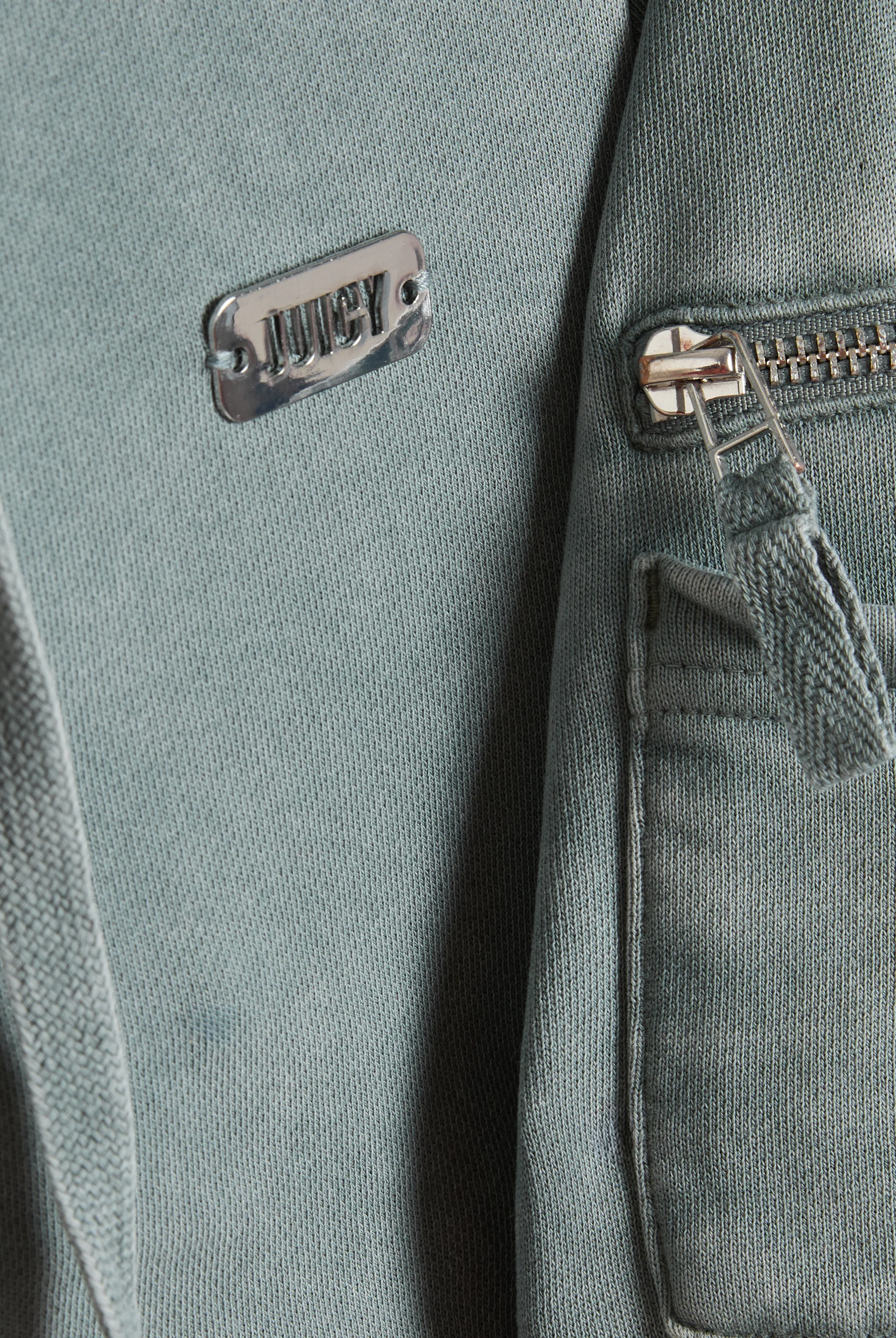 Felpa Badwater aderente in loopback fleece lavato con cappuccio e logo Juicy in metallo Verde - Image 7