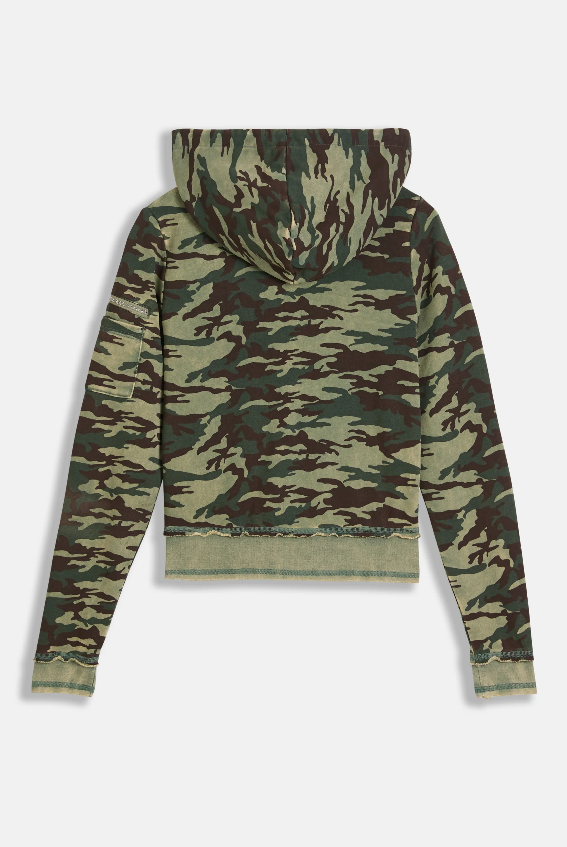 Felpa Badwater aderente in loopback fleece lavato con cappuccio logo Juicy in metallo a stampa Verde Camouflage - Image 2