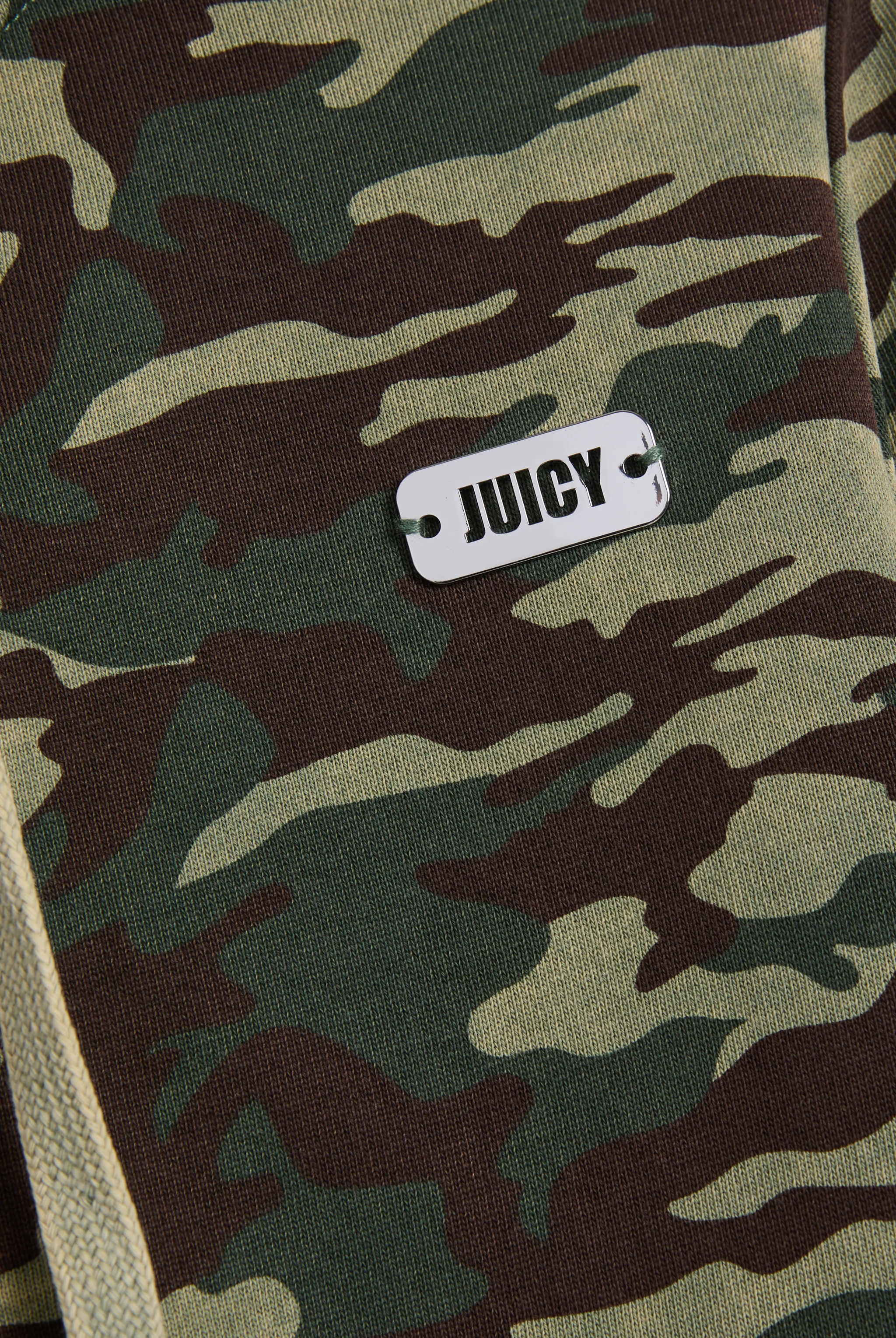 Felpa Badwater aderente in loopback fleece lavato con cappuccio logo Juicy in metallo a stampa Verde Camouflage - Image 7