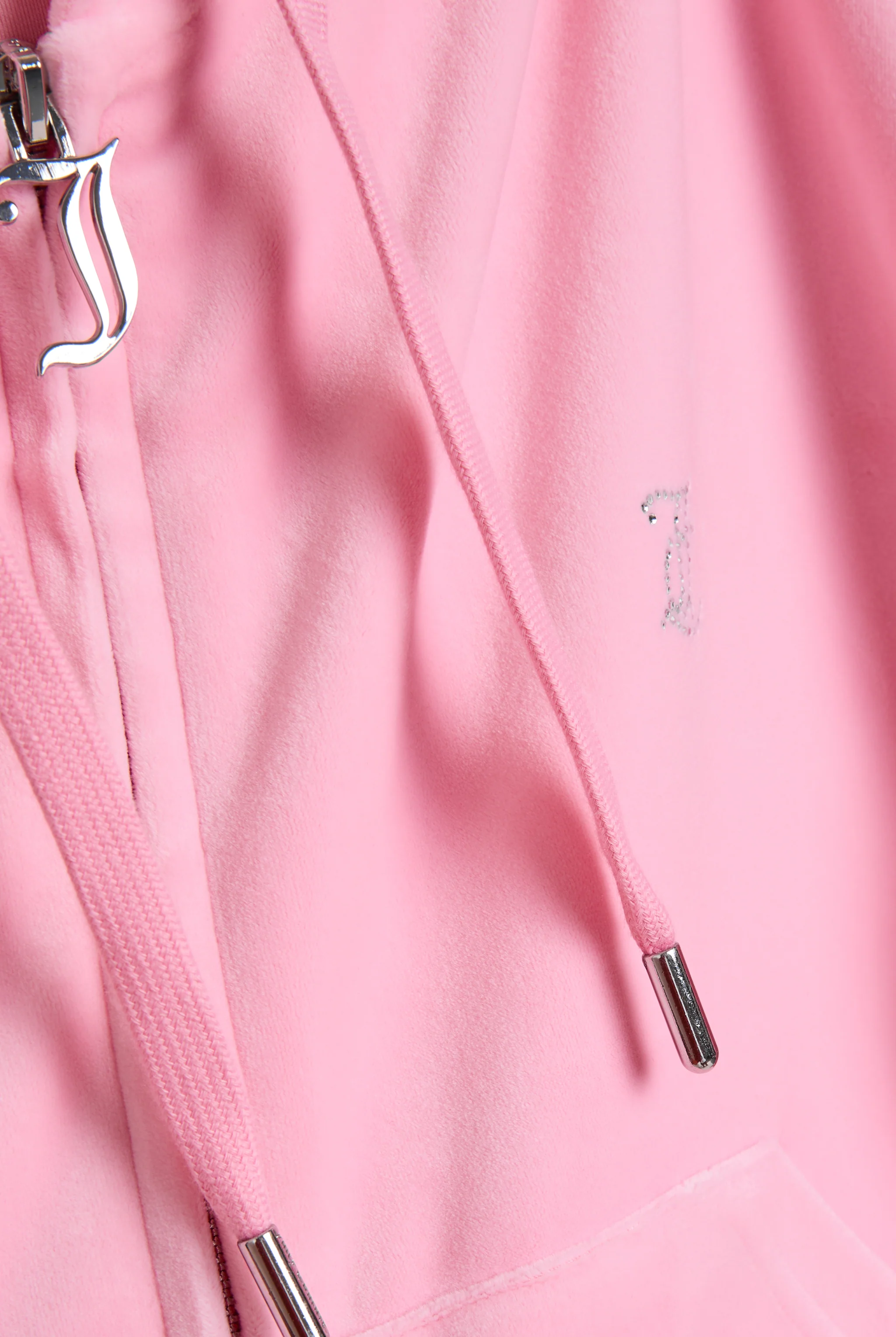 Felpa crop oversize Iccle con cappuccio e logo Juicy Couture in diamanti Rosa Juicy - Image 7