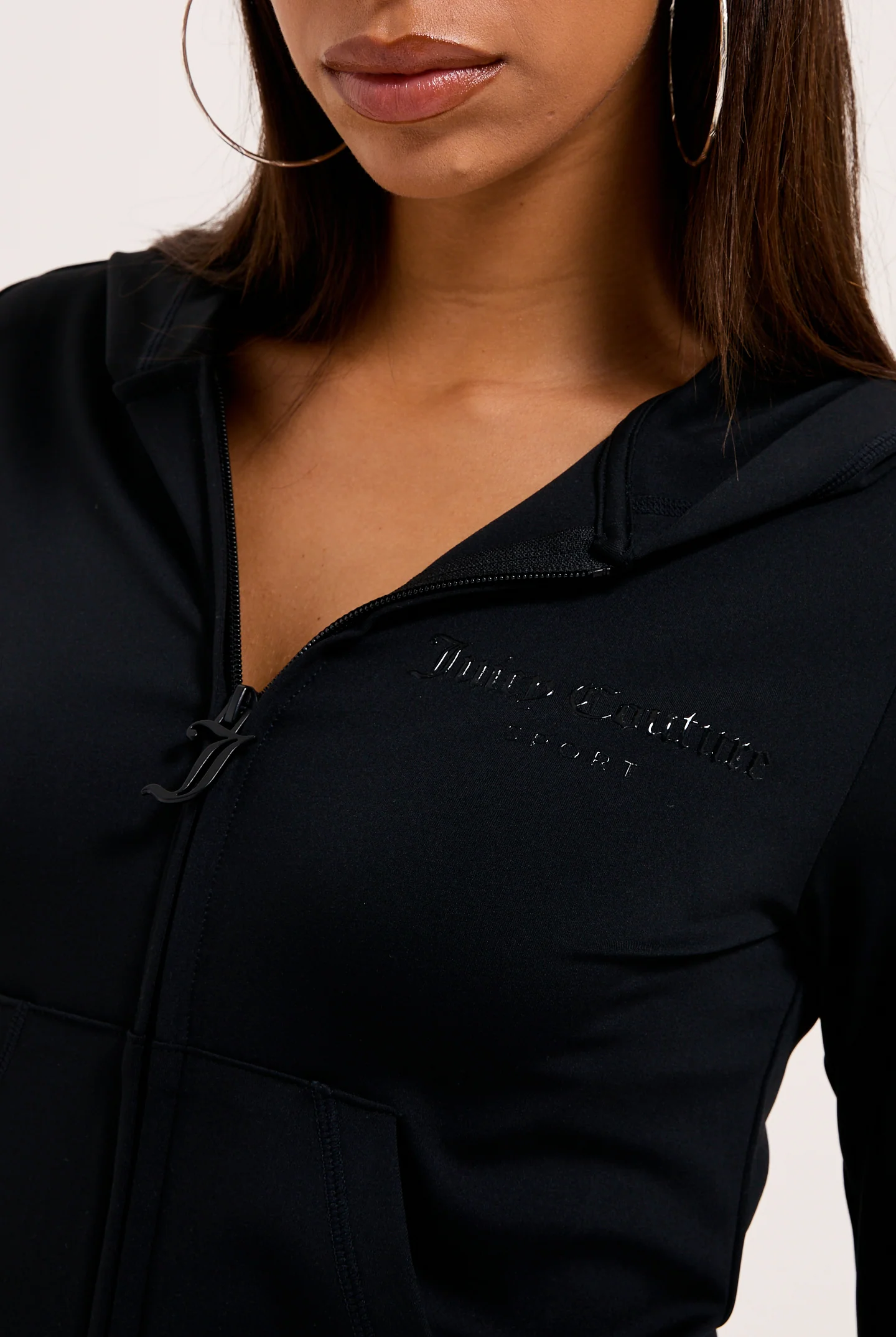 Felpa Ennis aderente con cappuccio in interlock con logo tono su tono colore Nero - Image 6