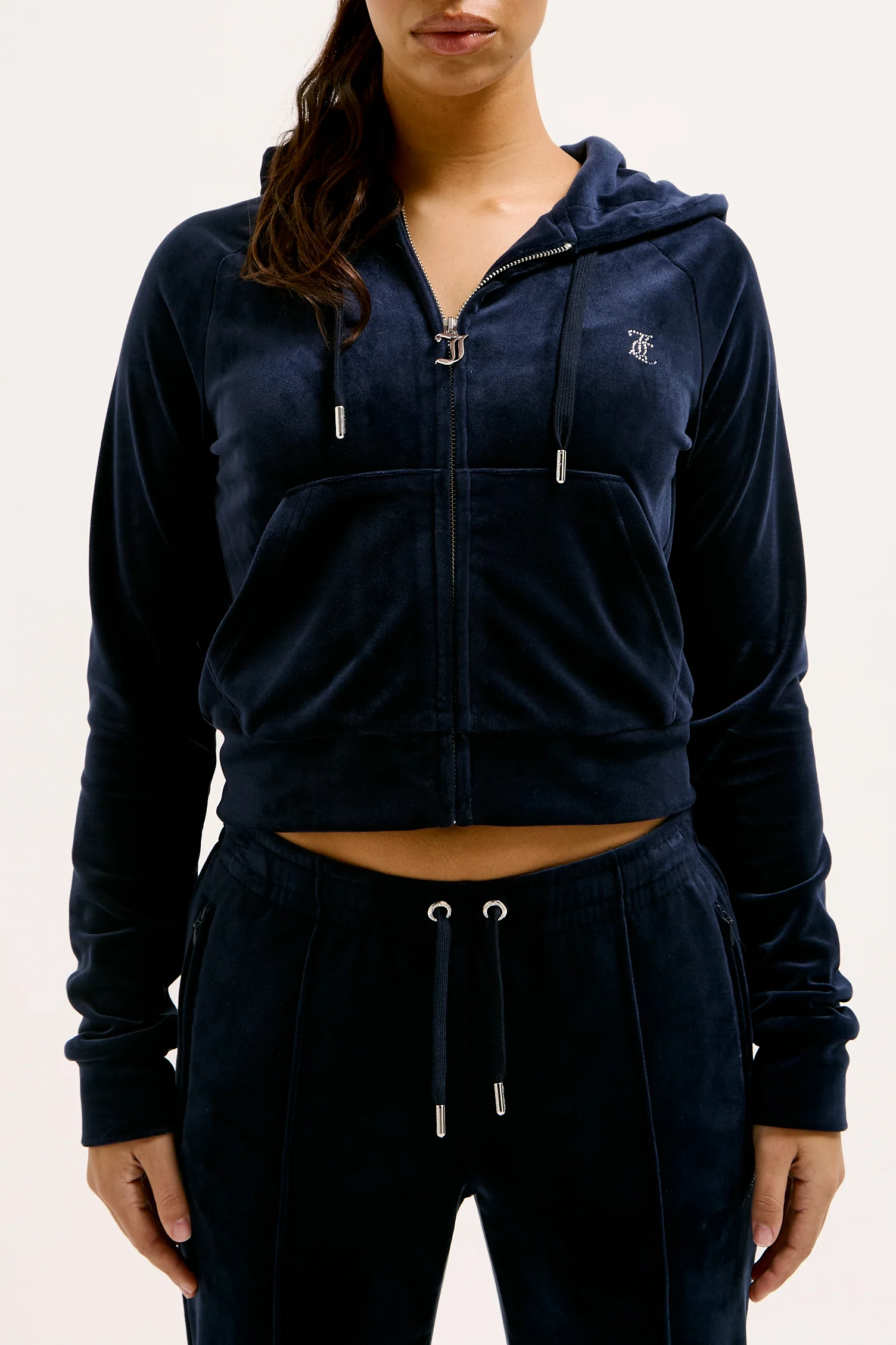 Felpa in velluto Madison con logo Juicy in strass colore Blu - Image 3