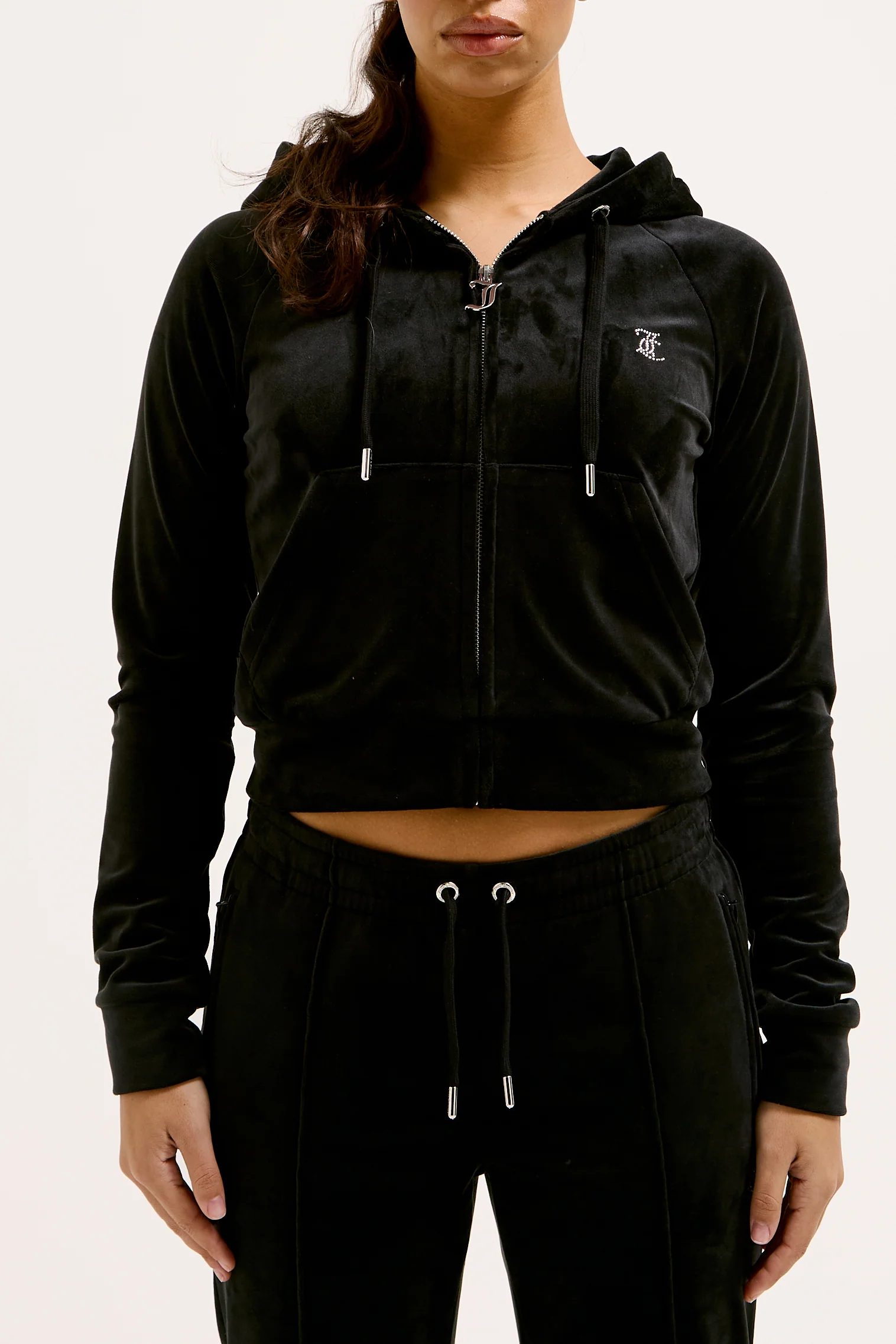 Felpa in velluto Madison con logo Juicy in strass colore Nero - Image 3