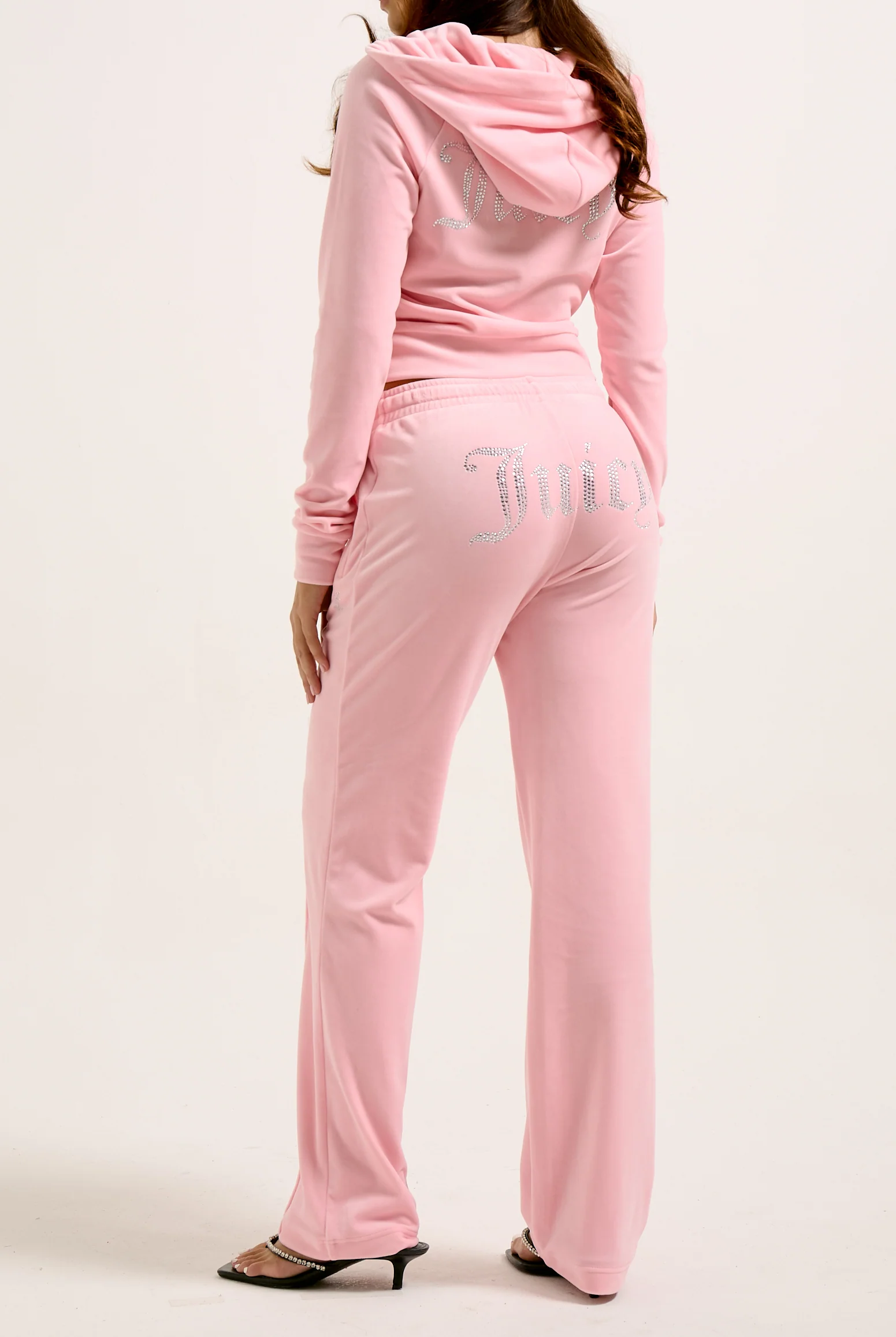 Felpa in velluto Madison con logo Juicy in strass colore Rosa - Image 6