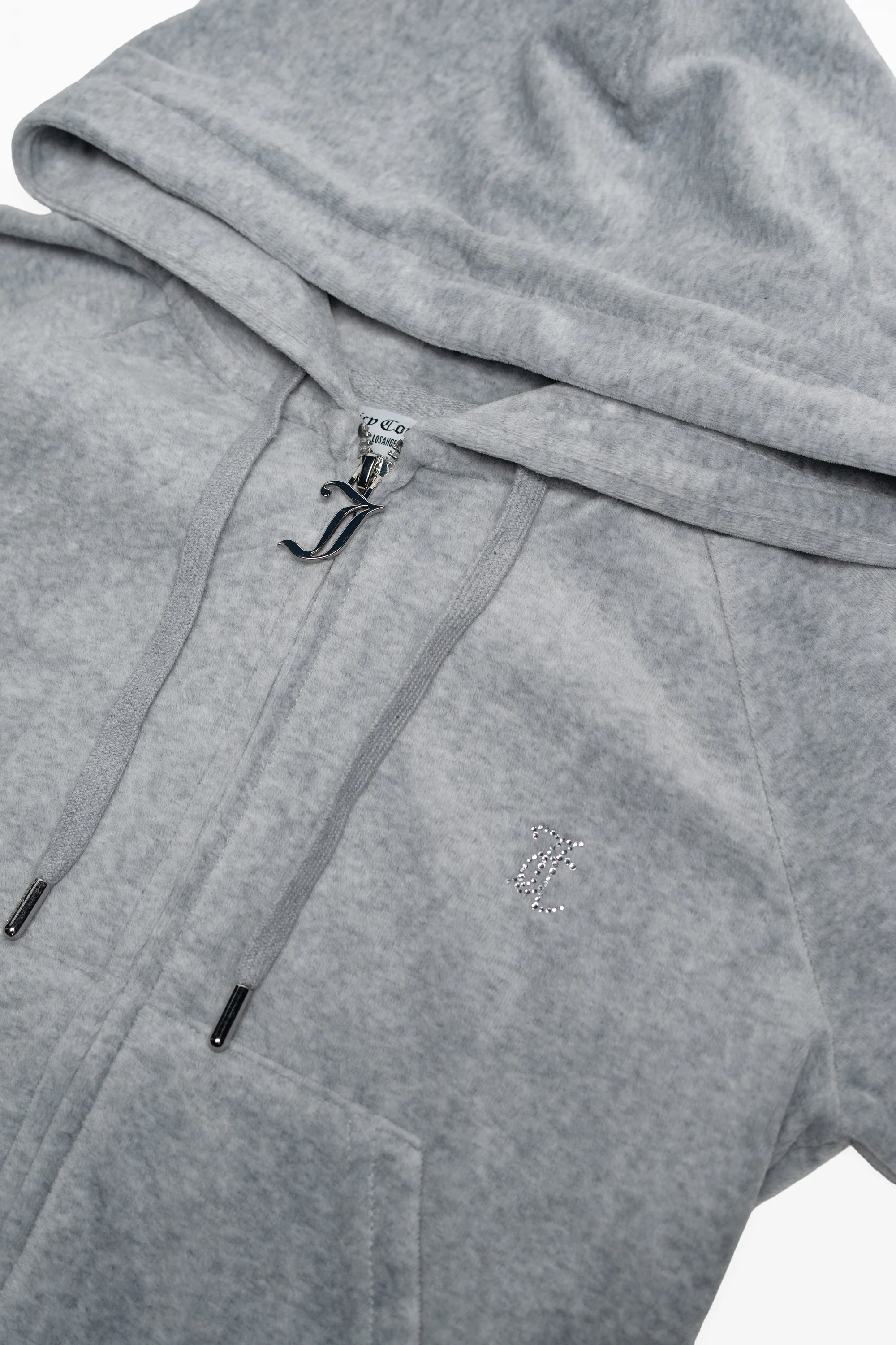 Felpa in velluto Madison con logo Juicy in strass tono su tono colore Grigio - Image 3