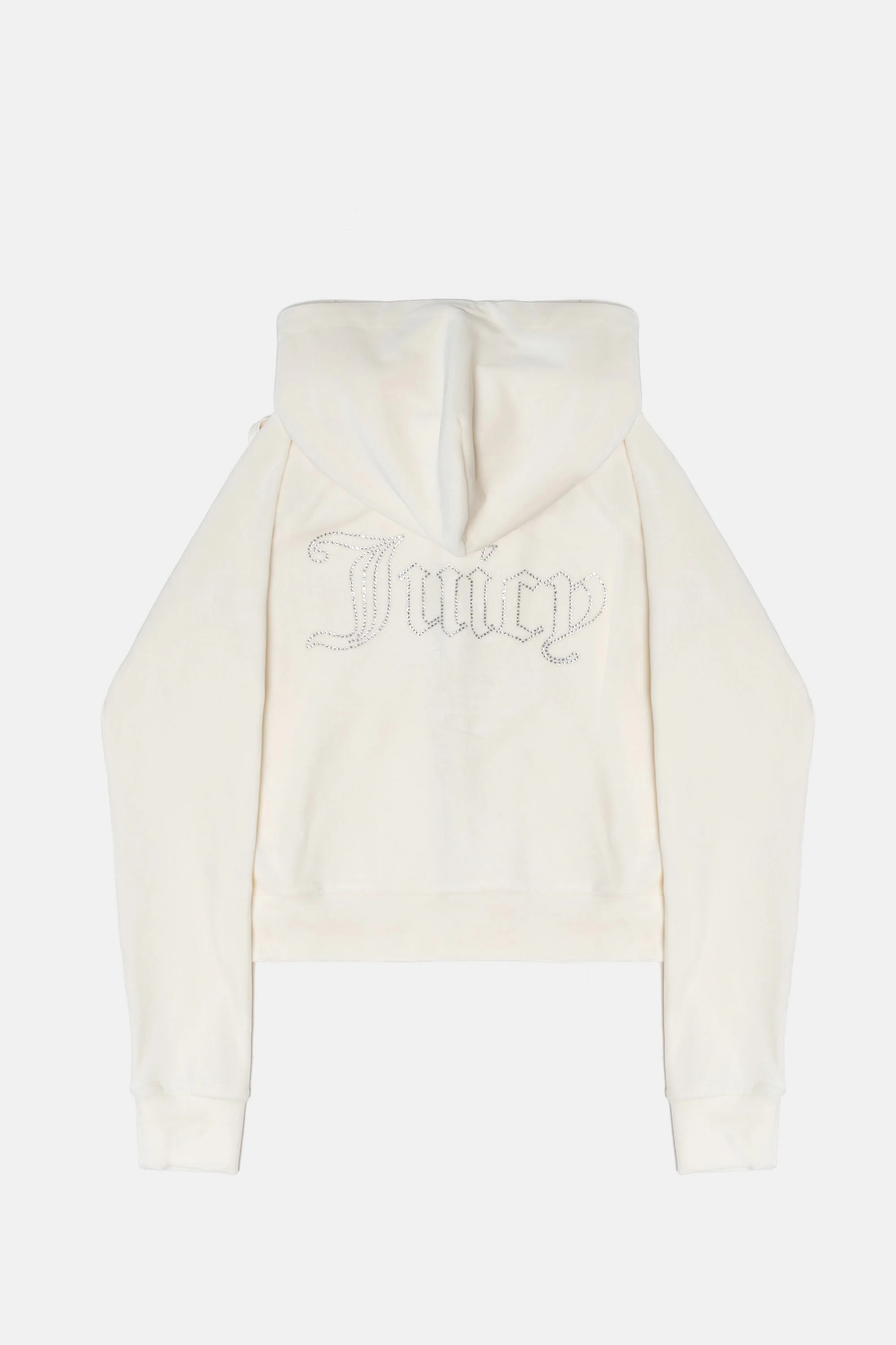 Felpa in velluto Madison con logo Juicy in strass tono su tono colore Panna - Image 2