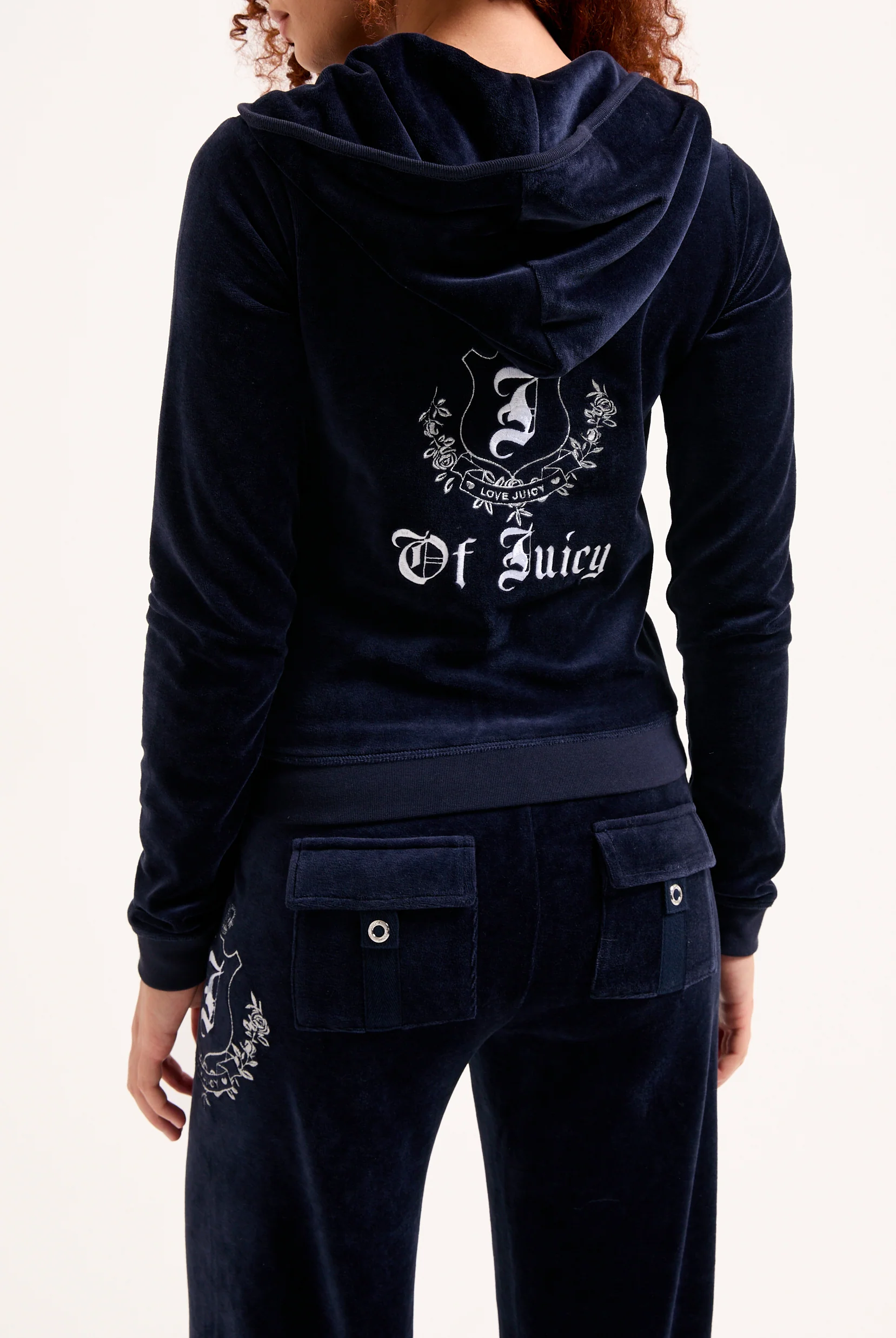 Felpa in velour di bamboo con ricamo House of Juicy Blu Scura - Image 4