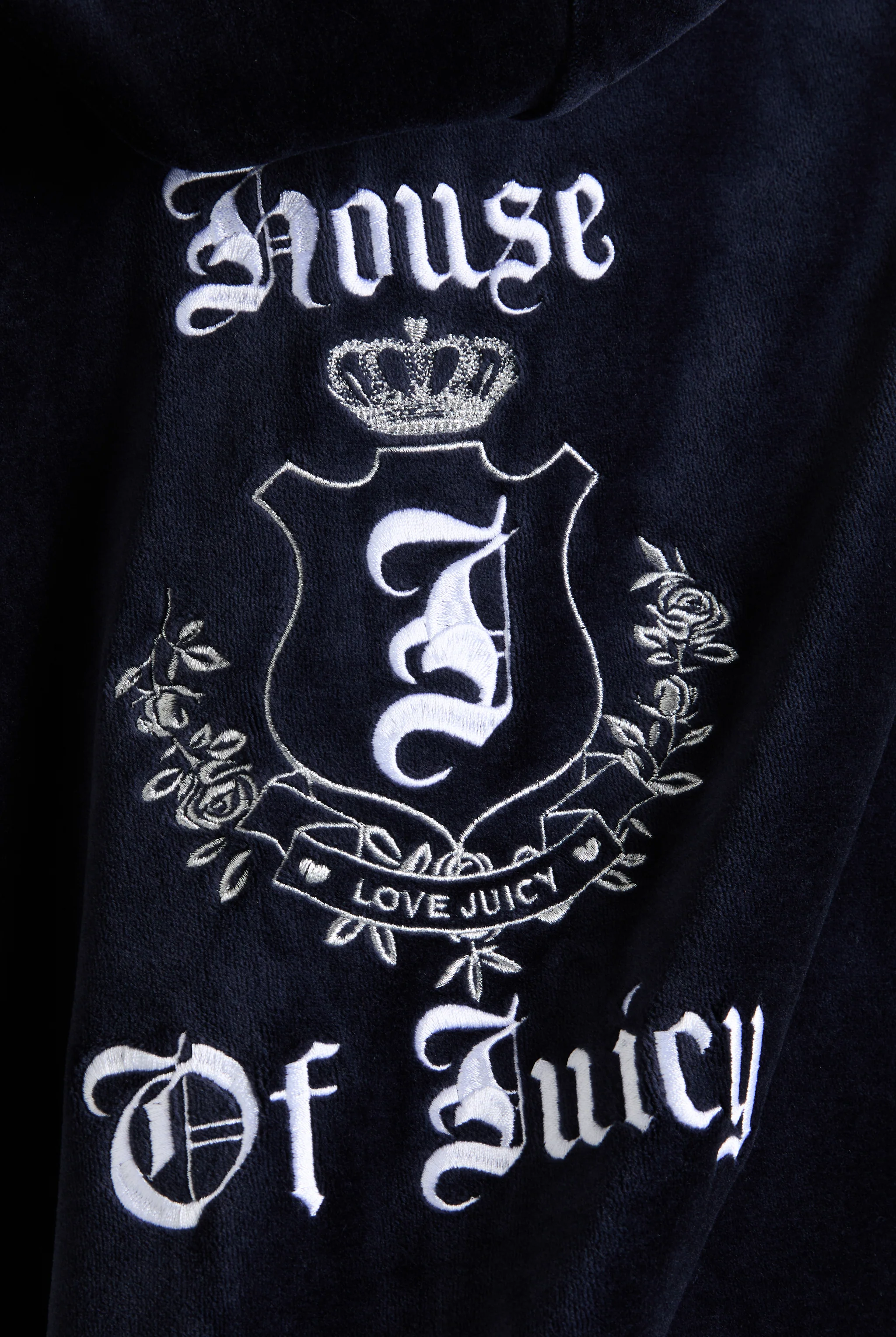 Felpa in velour di bamboo con ricamo House of Juicy Blu Scura - Image 6