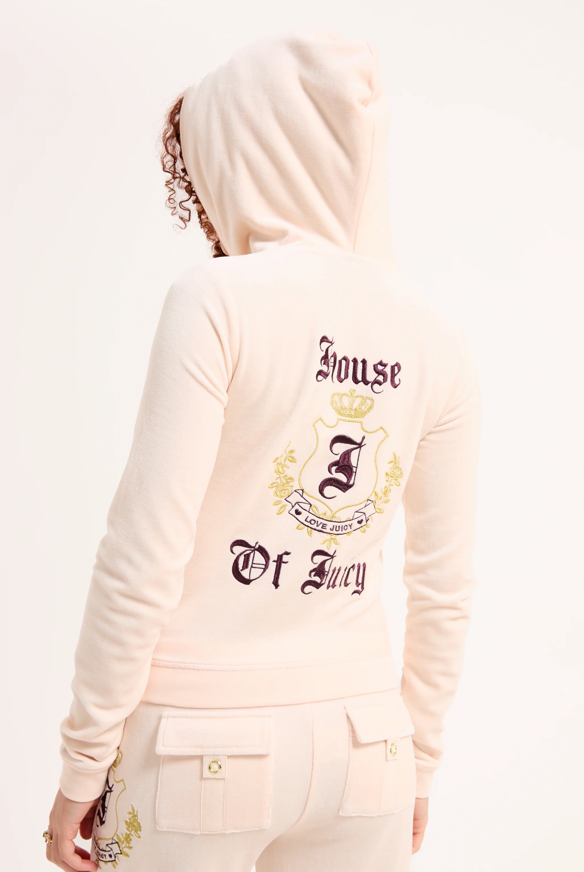 Felpa in velour di bamboo con ricamo House of Juicy Rosa Cipria - Image 4