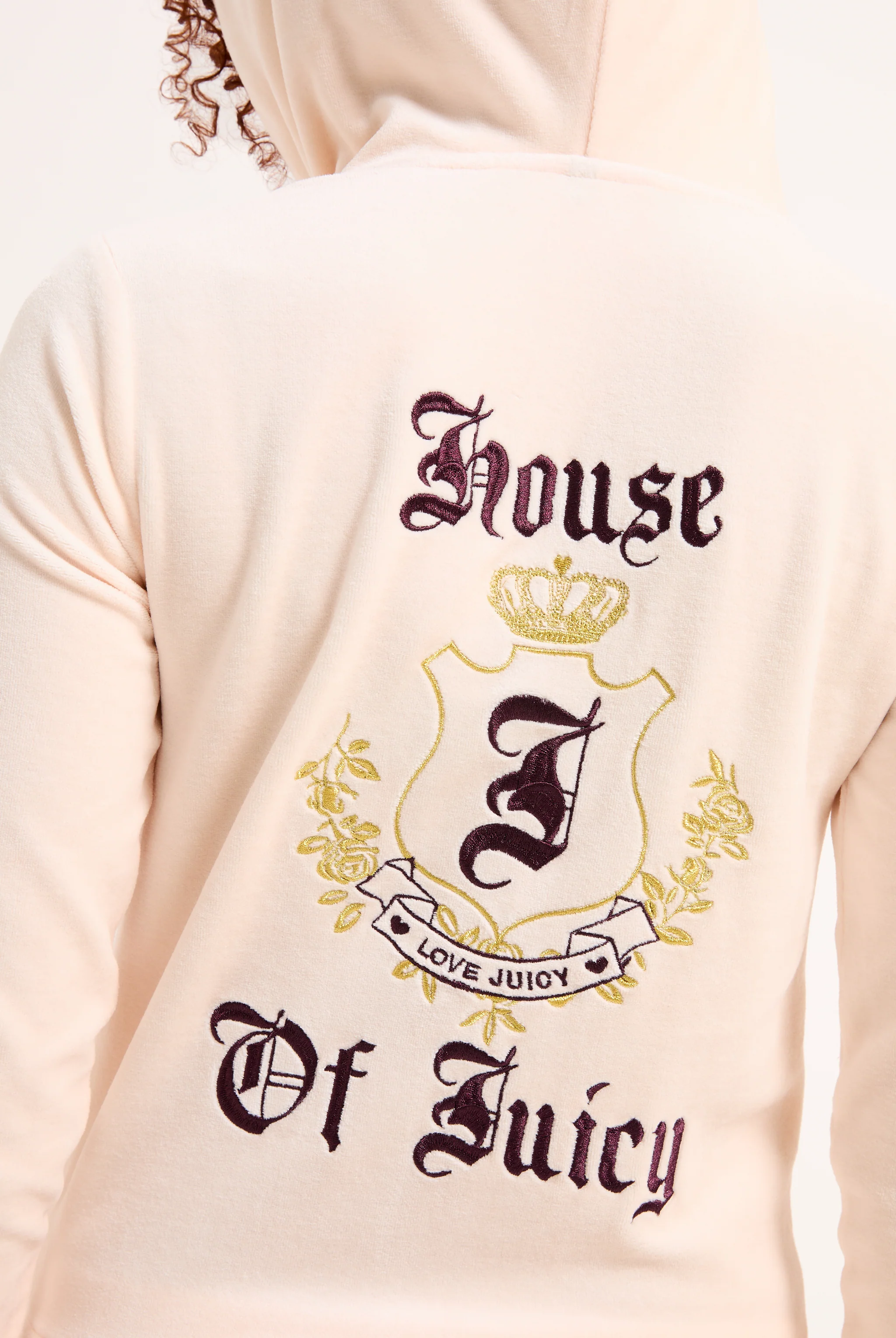 Felpa in velour di bamboo con ricamo House of Juicy Rosa Cipria - Image 7
