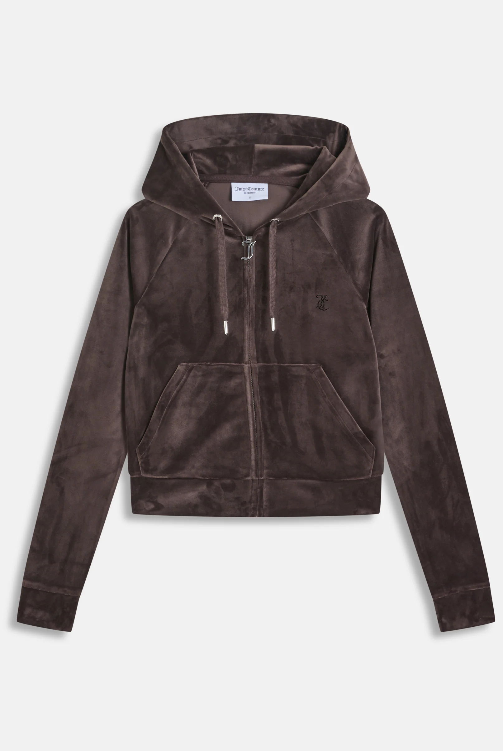 Felpa Madison Outline corta con cappuccio e logo Juicy in diamanti Marrone