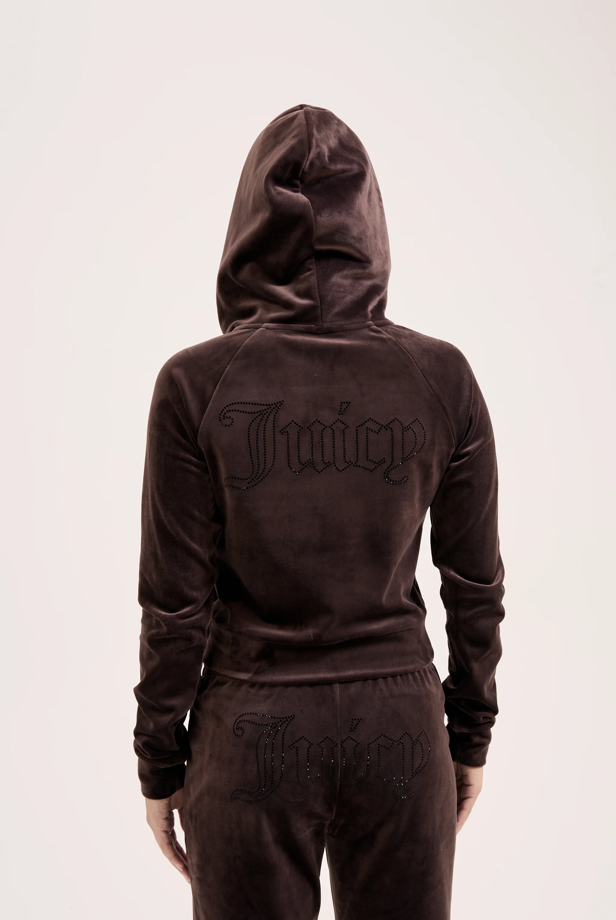 Felpa Madison Outline corta con cappuccio e logo Juicy in diamanti Marrone - Image 6