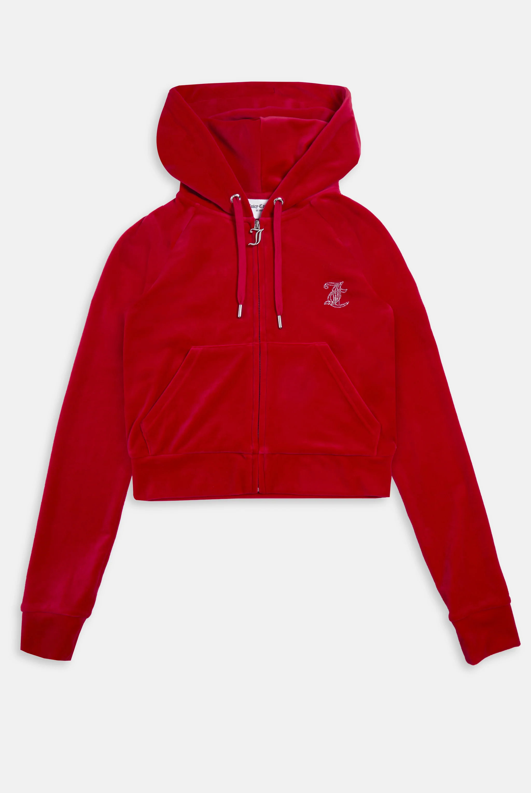 Felpa Madison Outline corta con cappuccio e logo Juicy in diamanti  Rossa