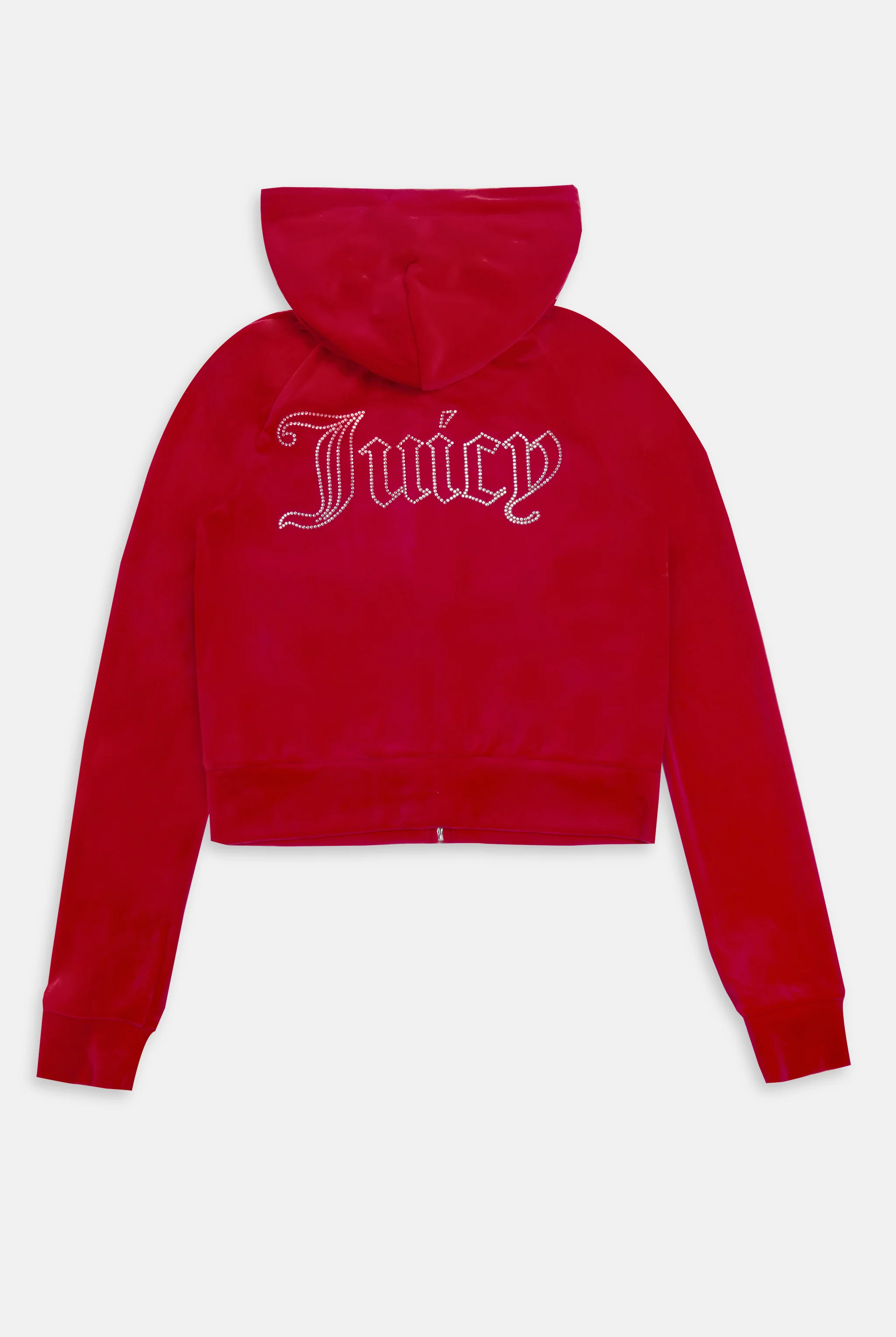 Felpa Madison Outline corta con cappuccio e logo Juicy in diamanti  Rossa - Image 2