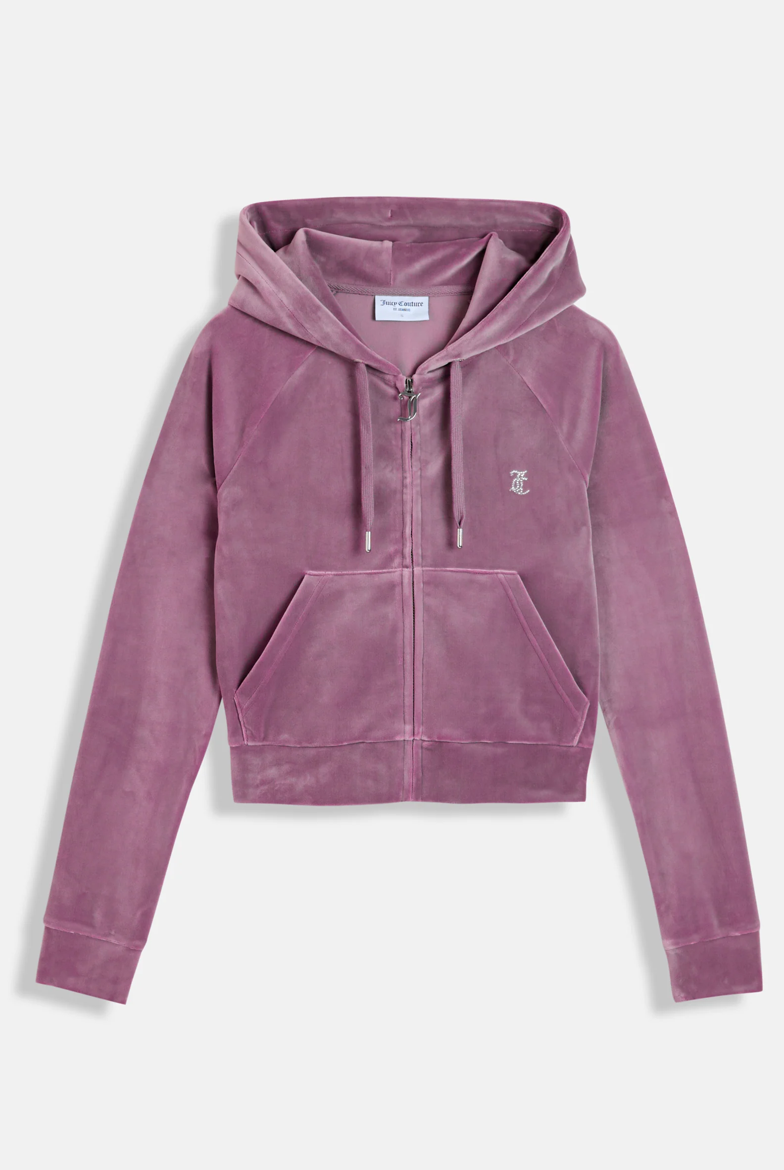 Felpa Madison Outline corta con cappuccio e logo Juicy in diamanti Viola