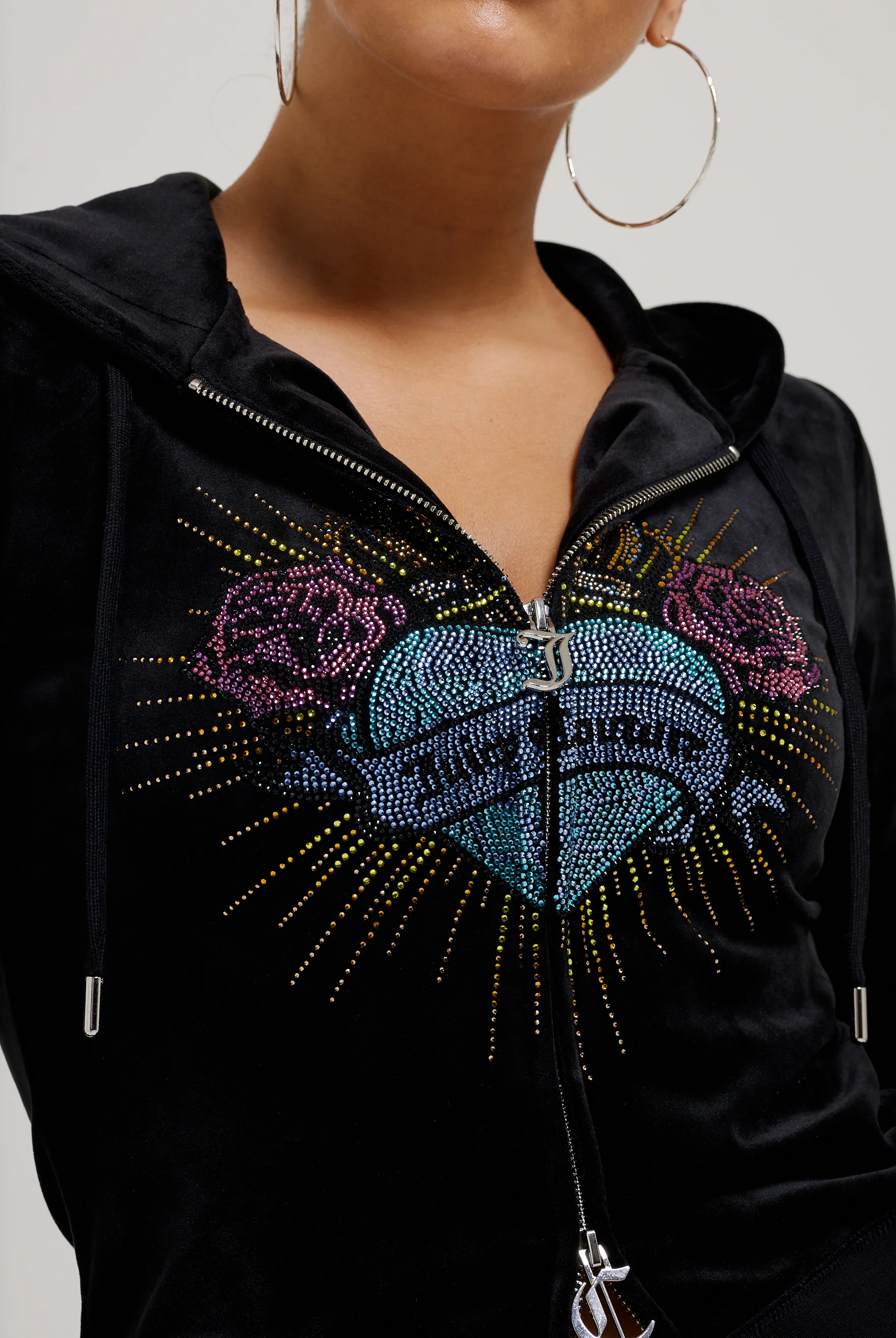 Felpa Nera con maxi logo strass Sacred Heart - Image 10