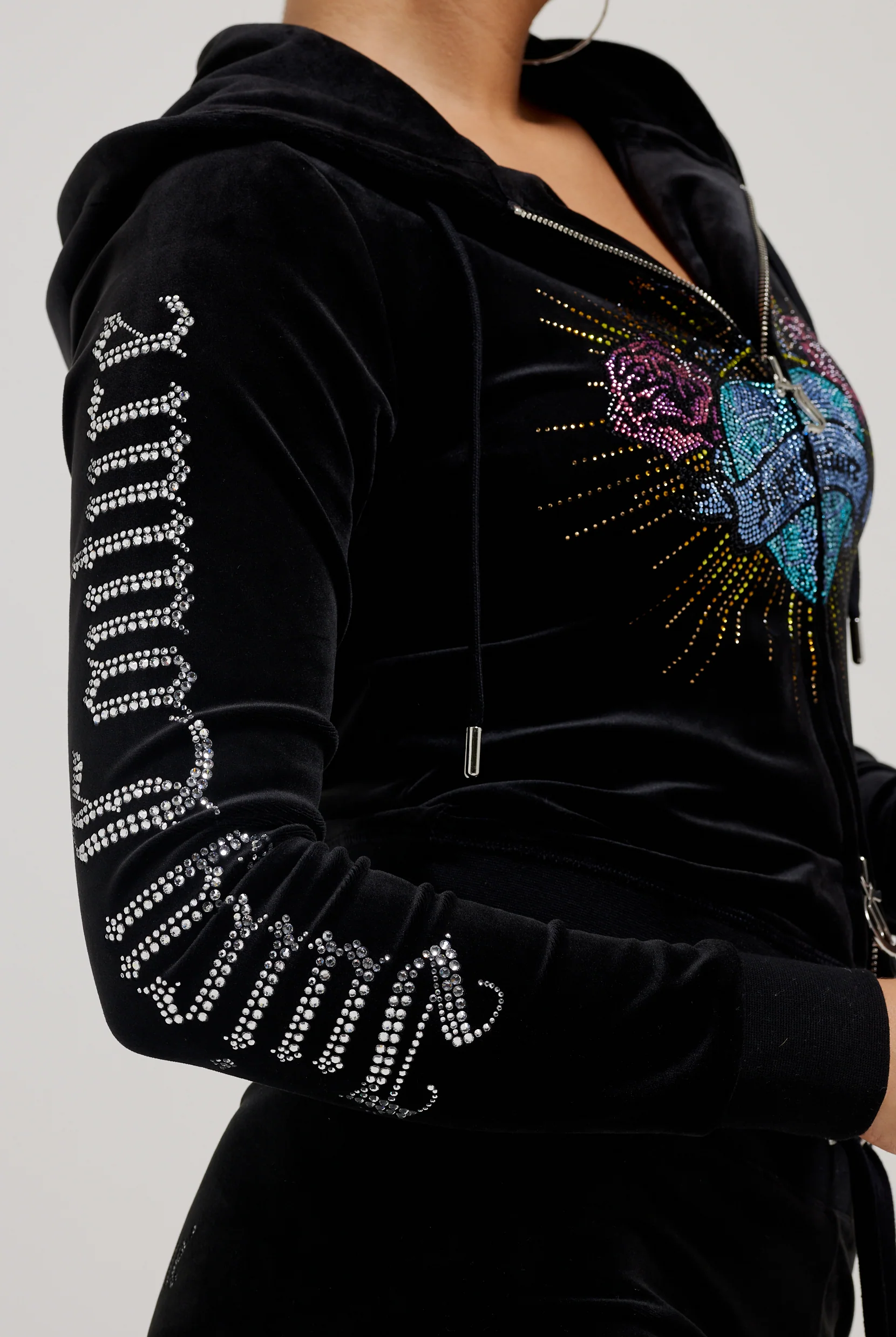 Felpa Nera con maxi logo strass Sacred Heart - Image 11