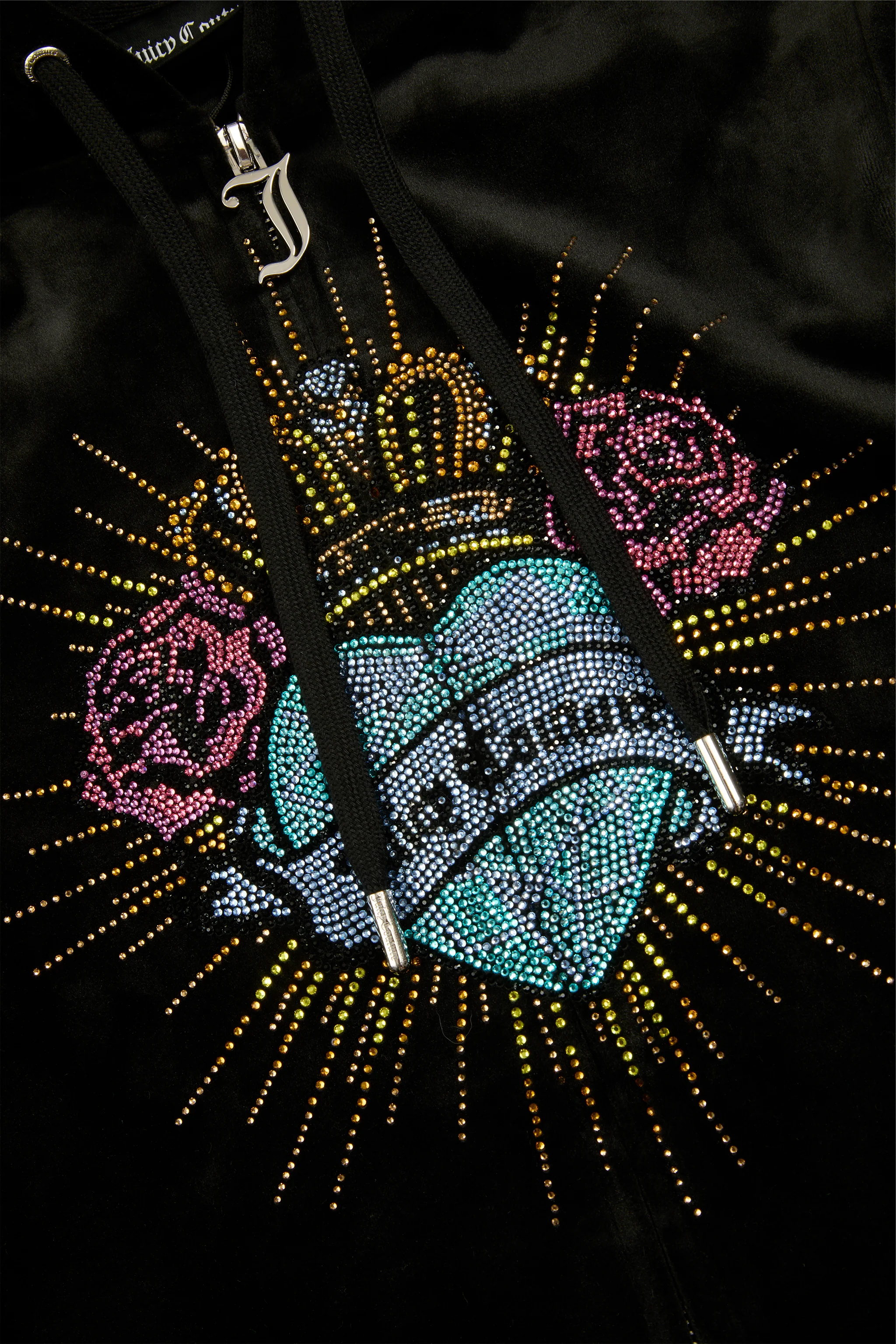 Felpa Nera con maxi logo strass Sacred Heart - Image 6
