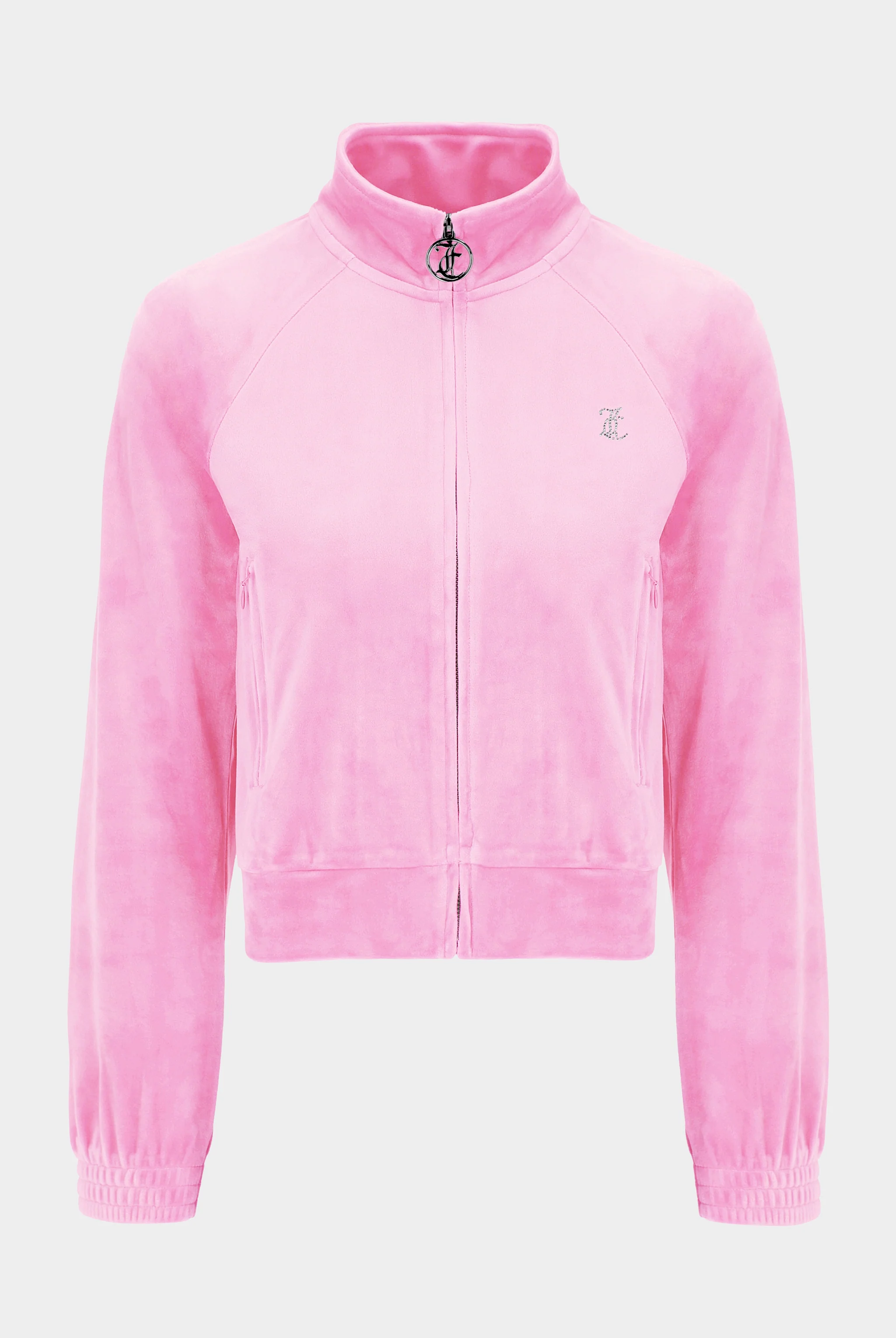 Felpa Tanya Rosa confetto con cerniera e logo strass