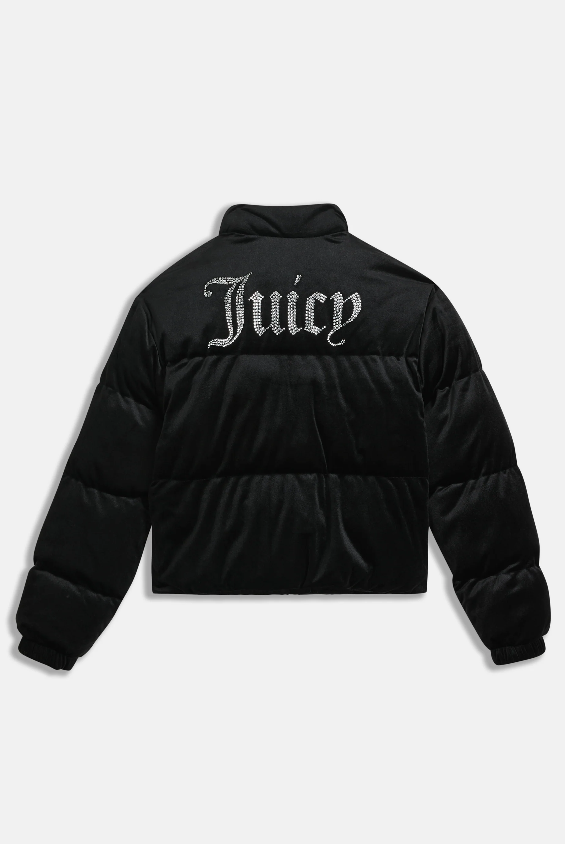 Giacca imbottita in velour con logo Juicy in diamanti Nero - Image 2