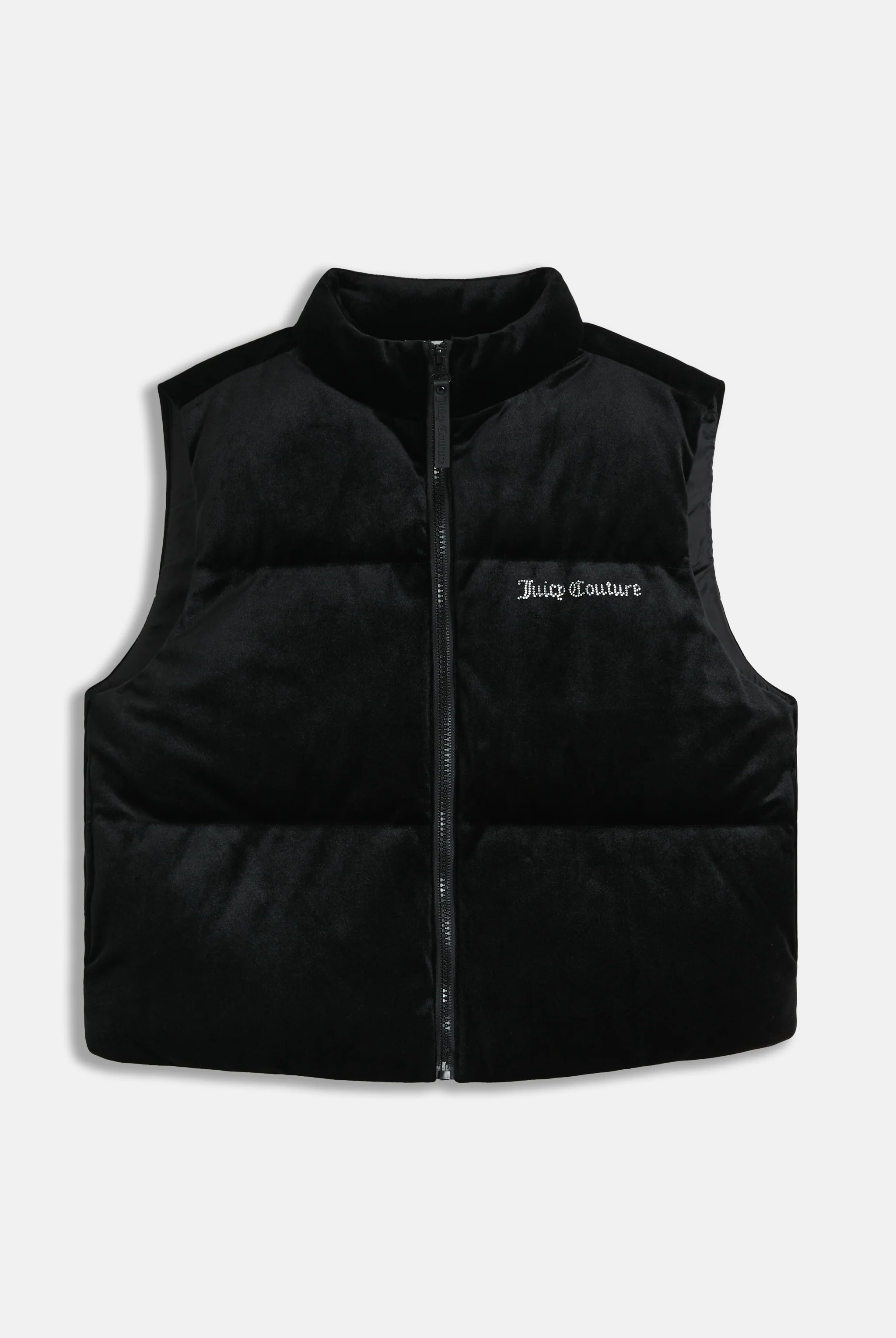 Gilet crop in velour con logo Juicy in diamanti Nero