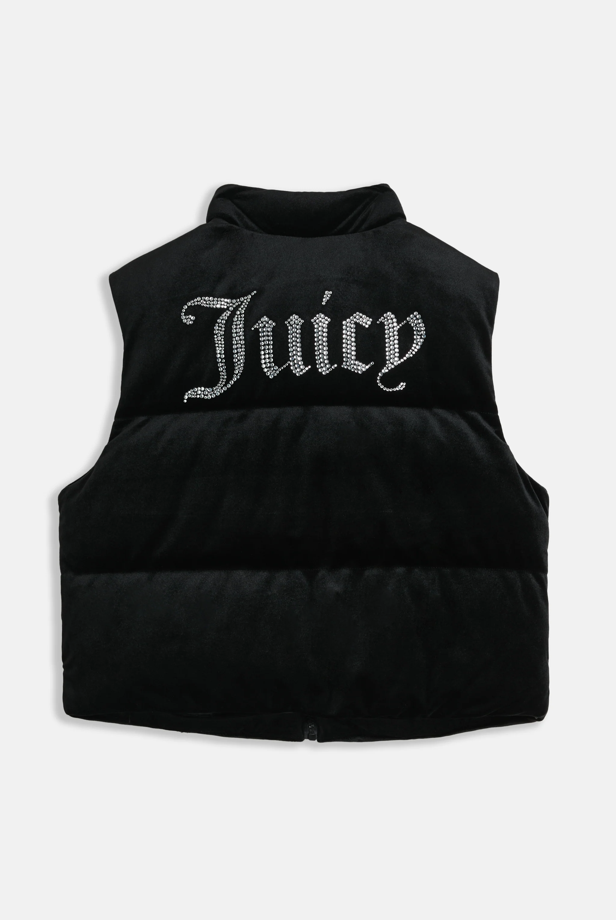 Gilet crop in velour con logo Juicy in diamanti Nero - Image 2