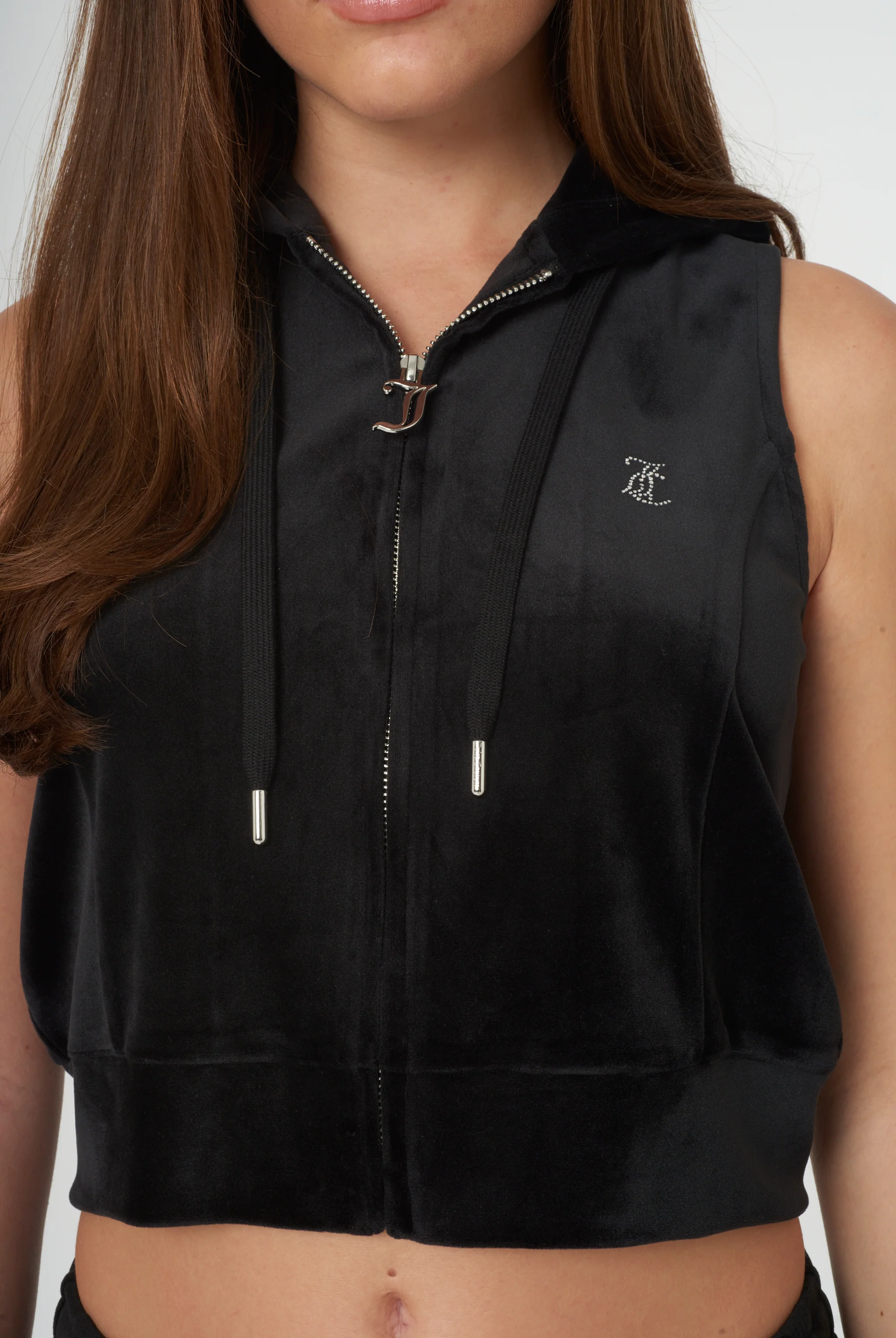Gilet Juicy  Couture in velluto con logo in strass colore Nero