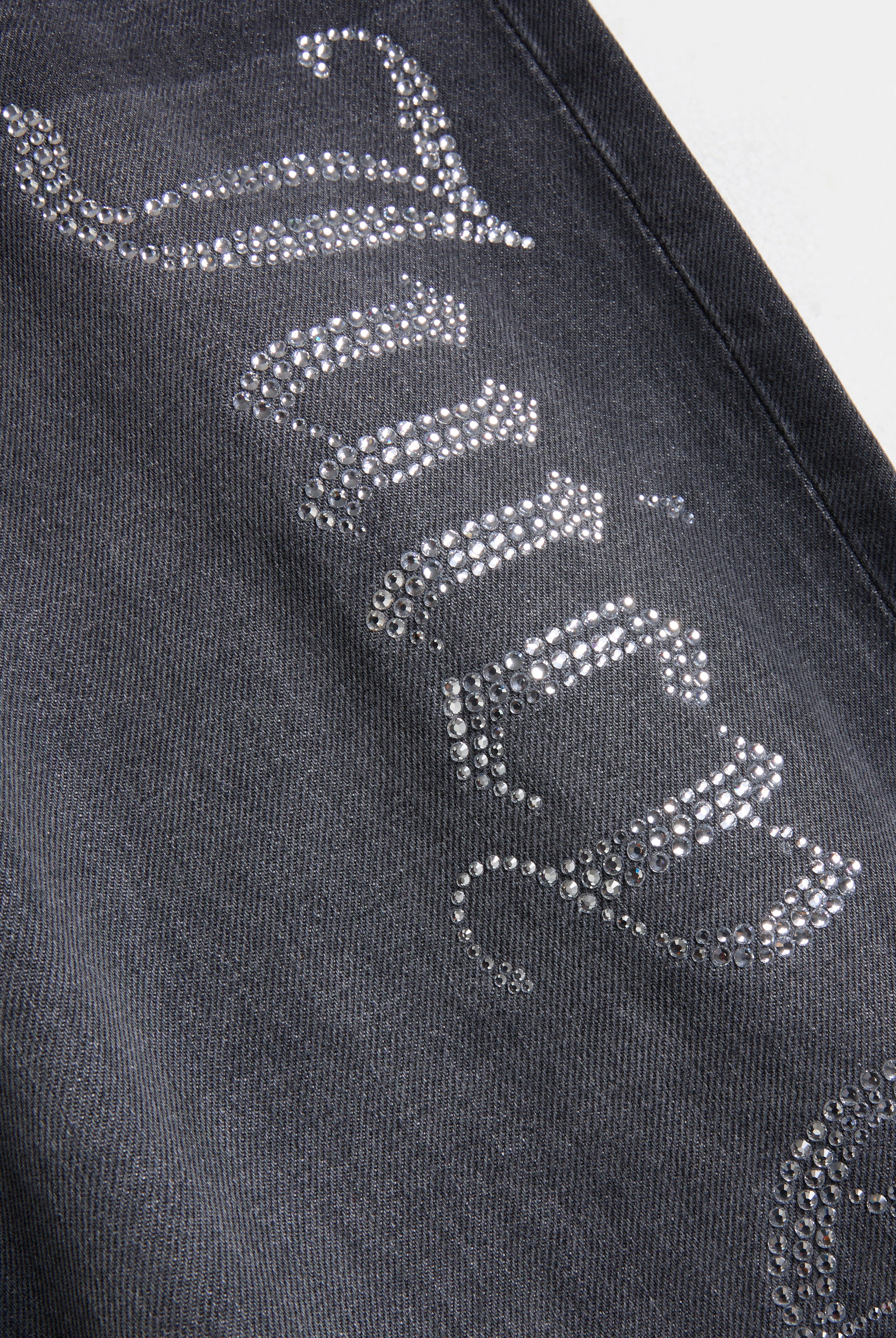 Jeans Diamante a gamba ampia con strass in denim nero - Image 3