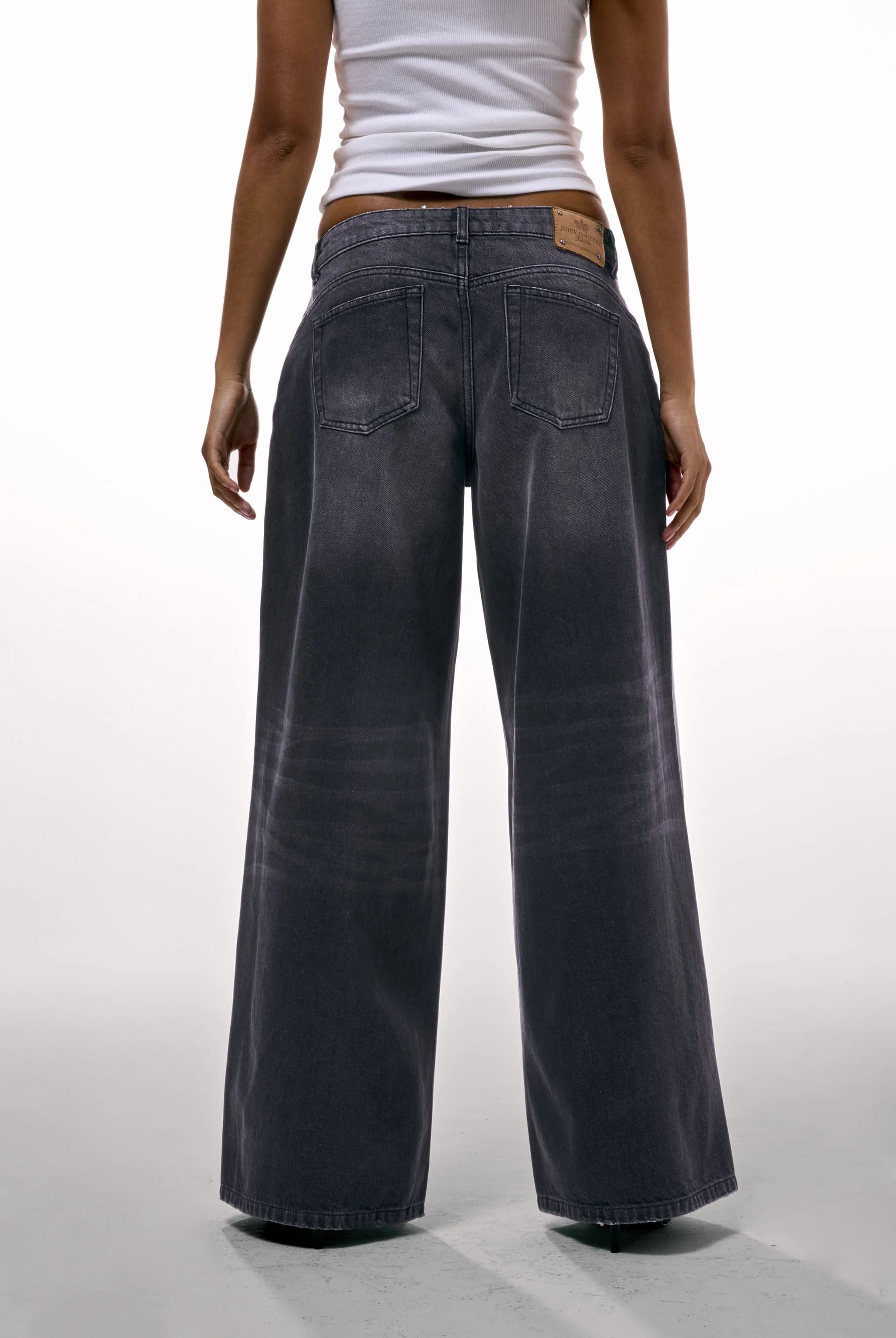 Jeans Diamante a gamba ampia con strass in denim nero - Image 7