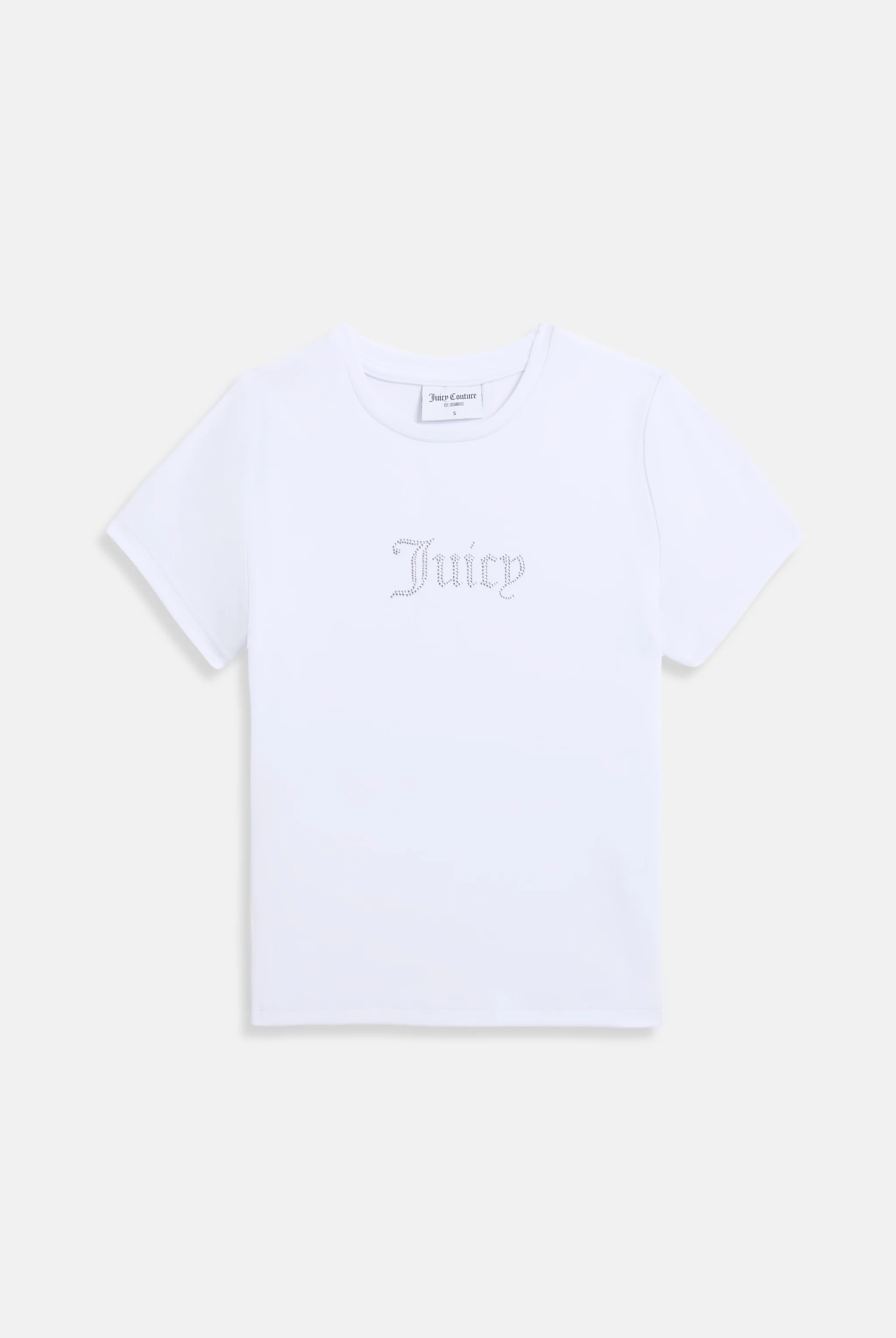 Maglietta aderente in jersey di modal con logo Juicy in diamanti Bianco