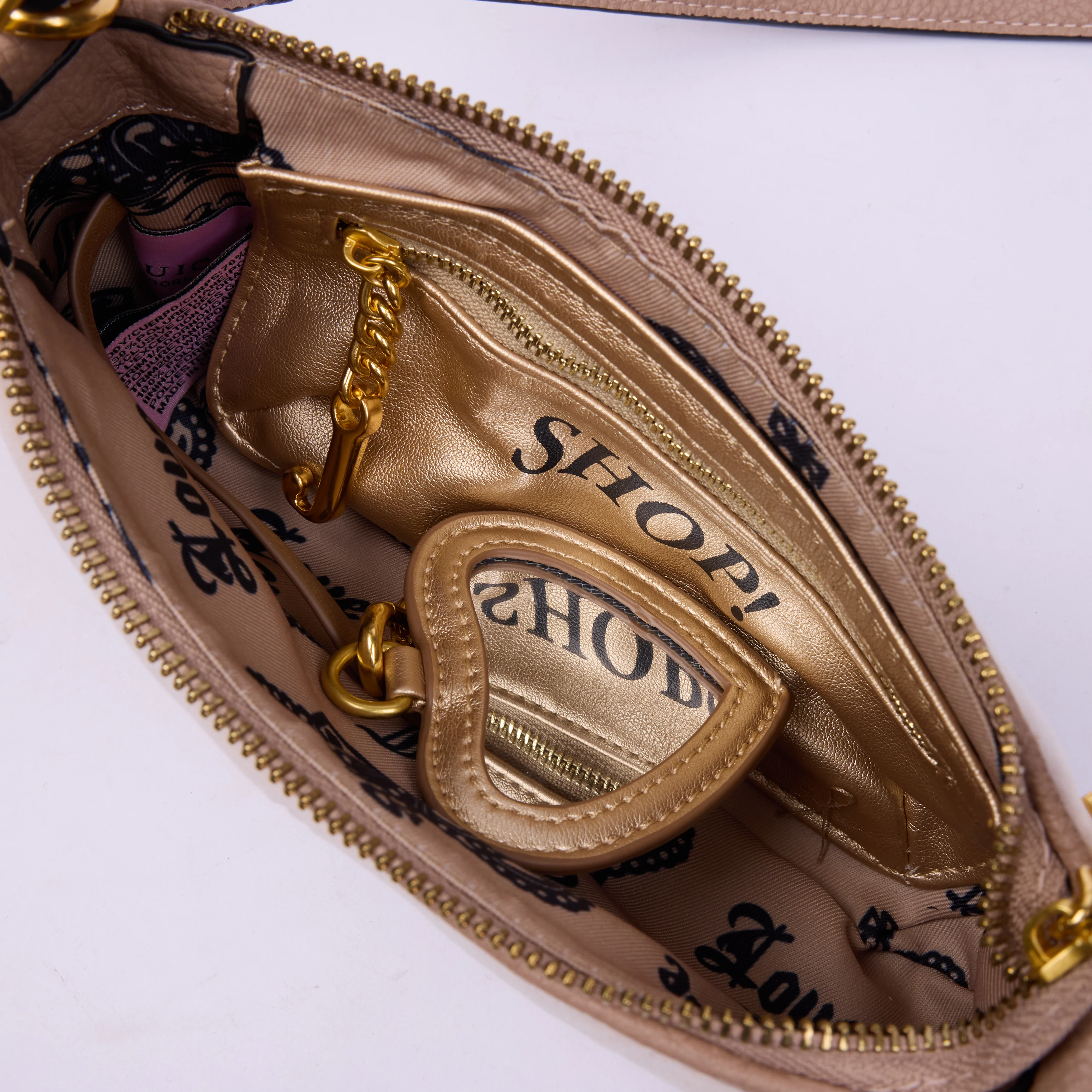 Mini borsa a mano con tracolla DayDreamer Beige Sabbia in velour - Image 3