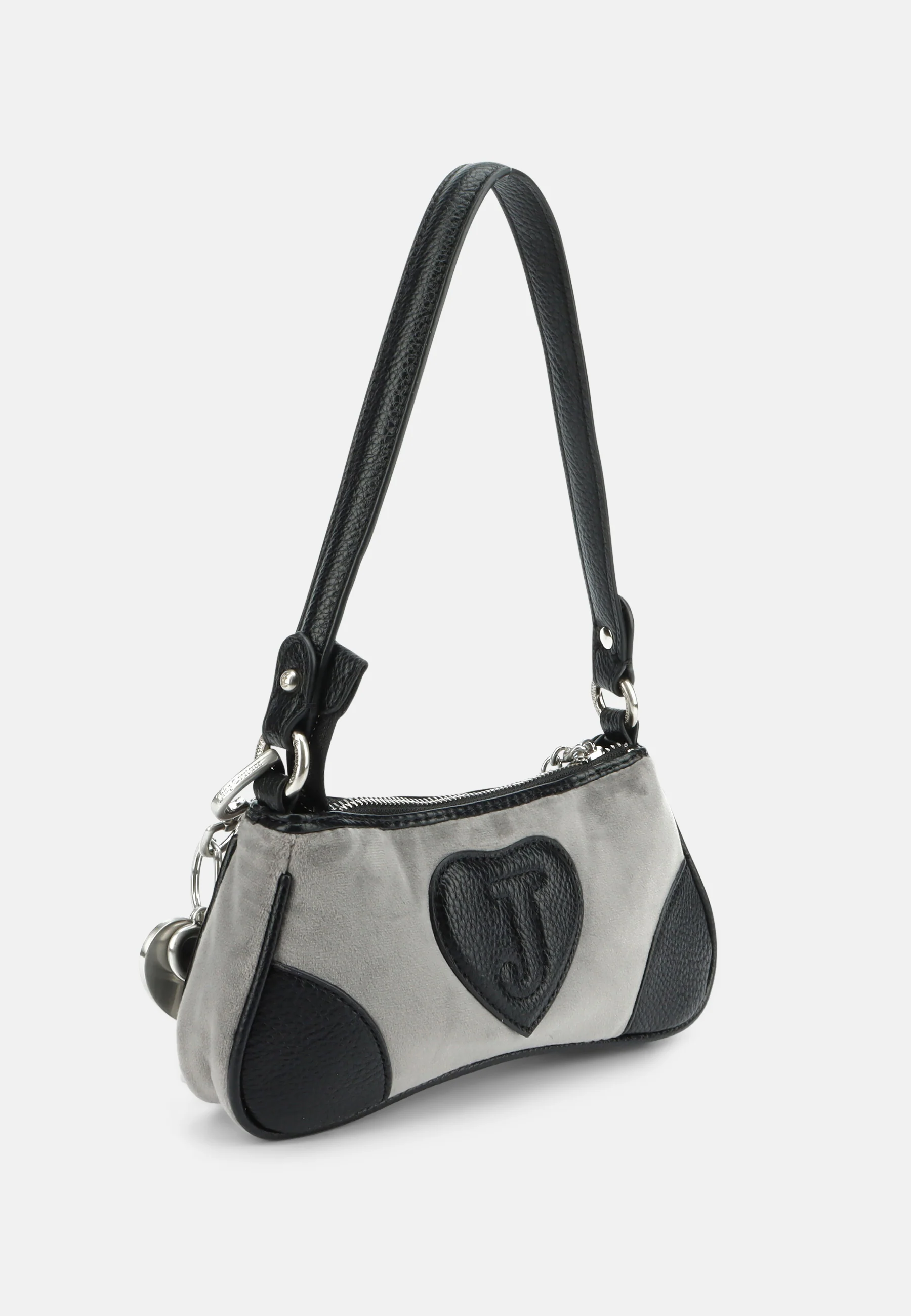 Mini borsa a mano con tracolla DayDreamer Grigia in velour - Image 2