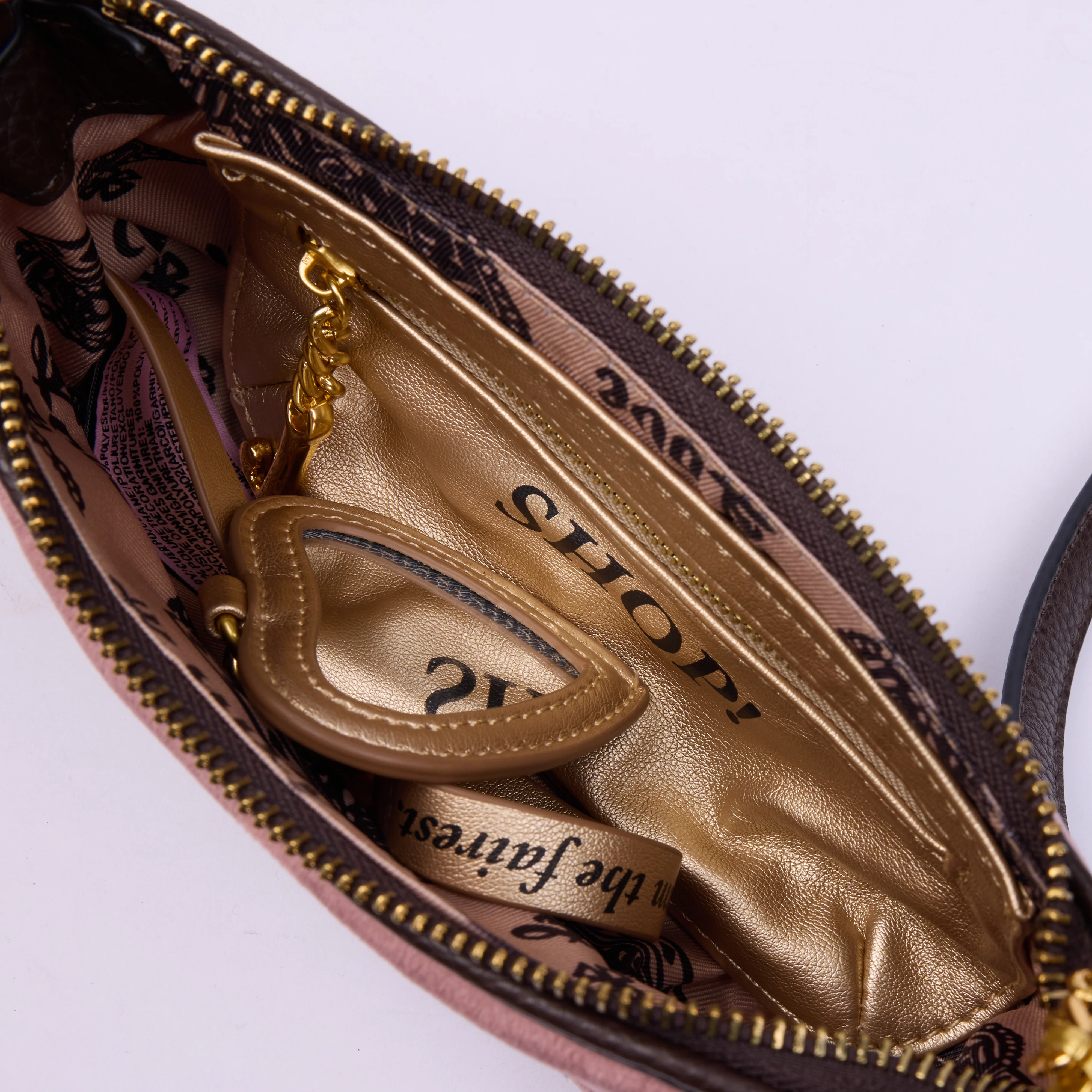 Mini borsa a mano con tracolla DayDreamer Rosa Cipria in velour - Image 3