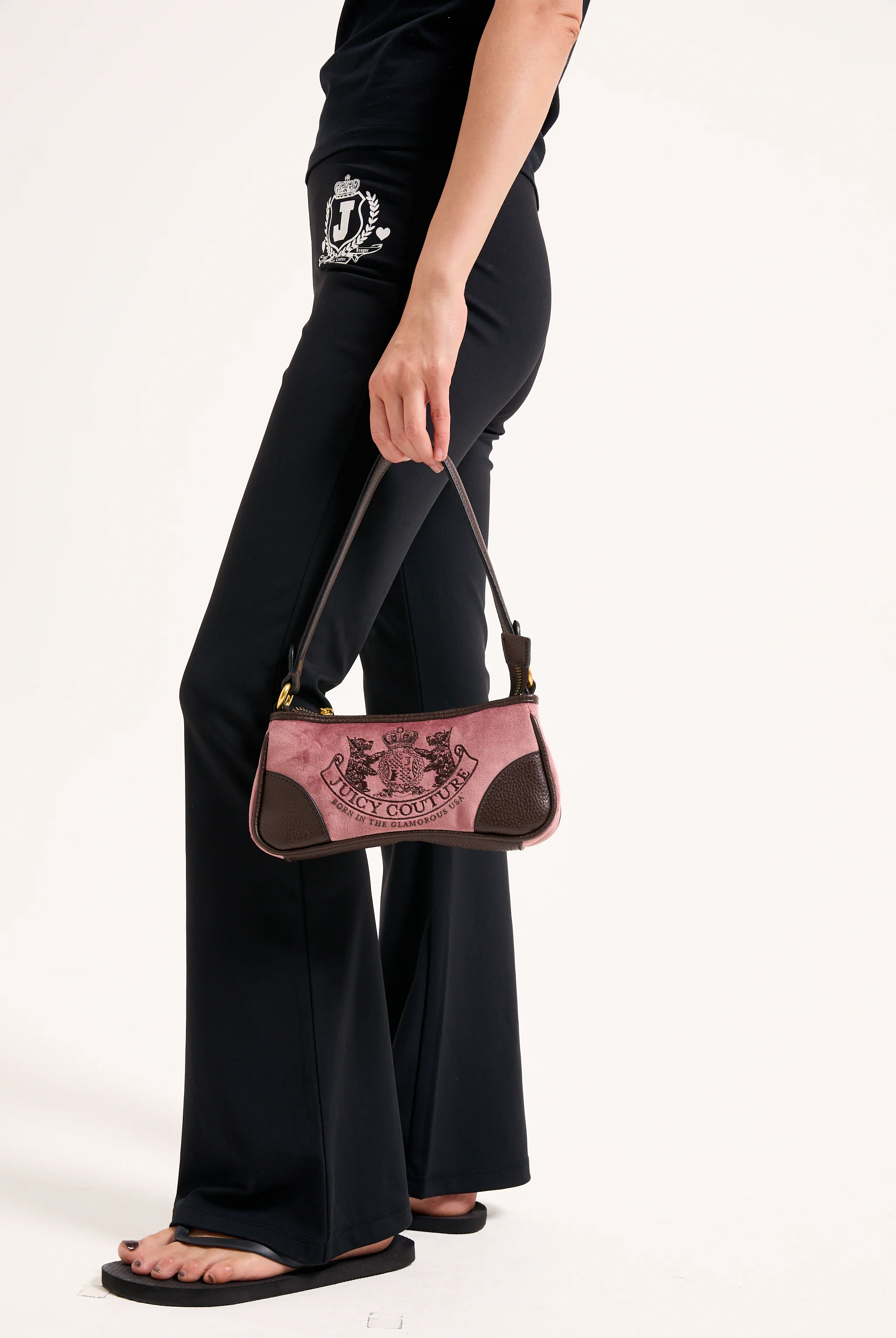 Mini borsa a mano con tracolla DayDreamer Rosa Cipria in velour - Image 5