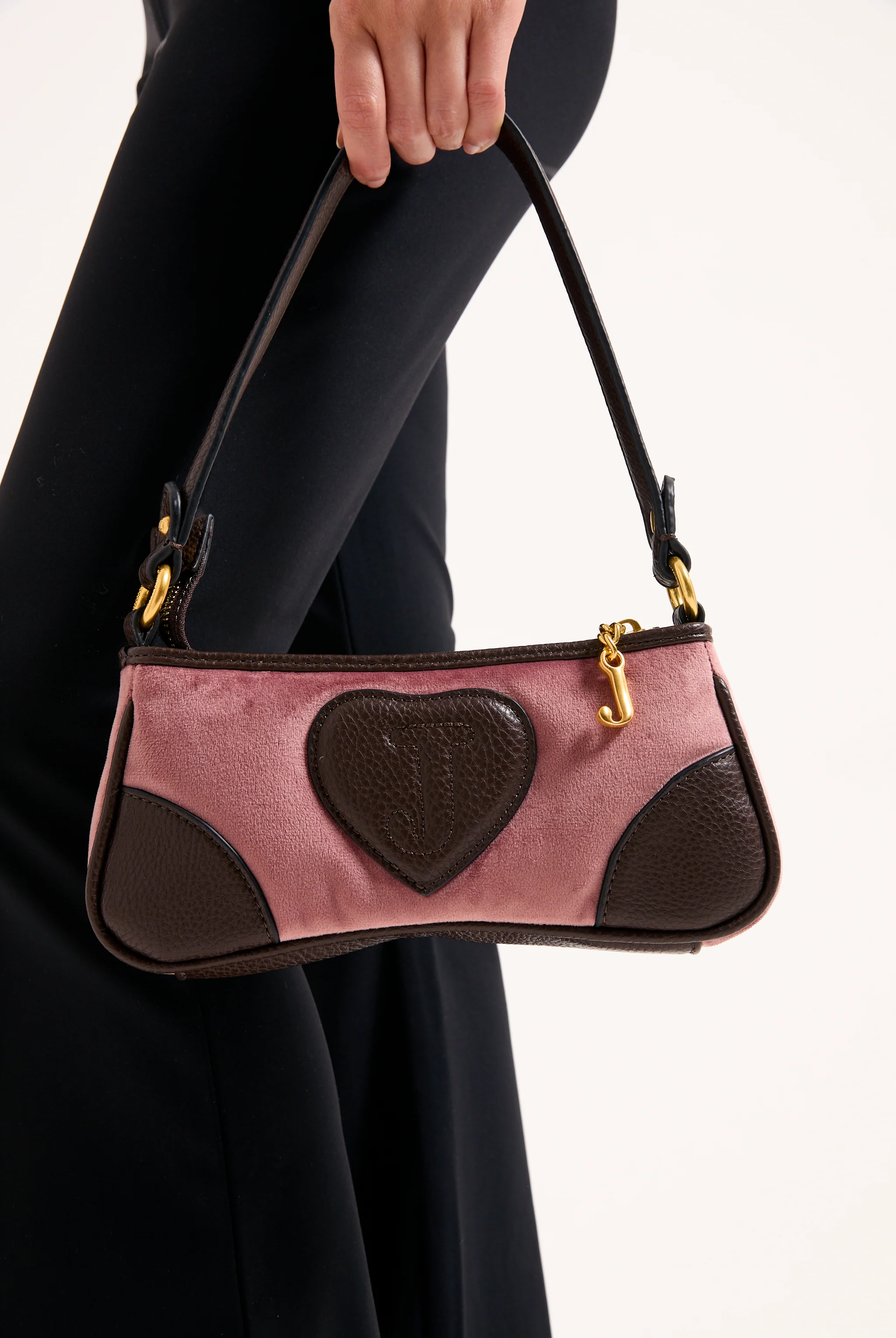Mini borsa a mano con tracolla DayDreamer Rosa Cipria in velour - Image 6