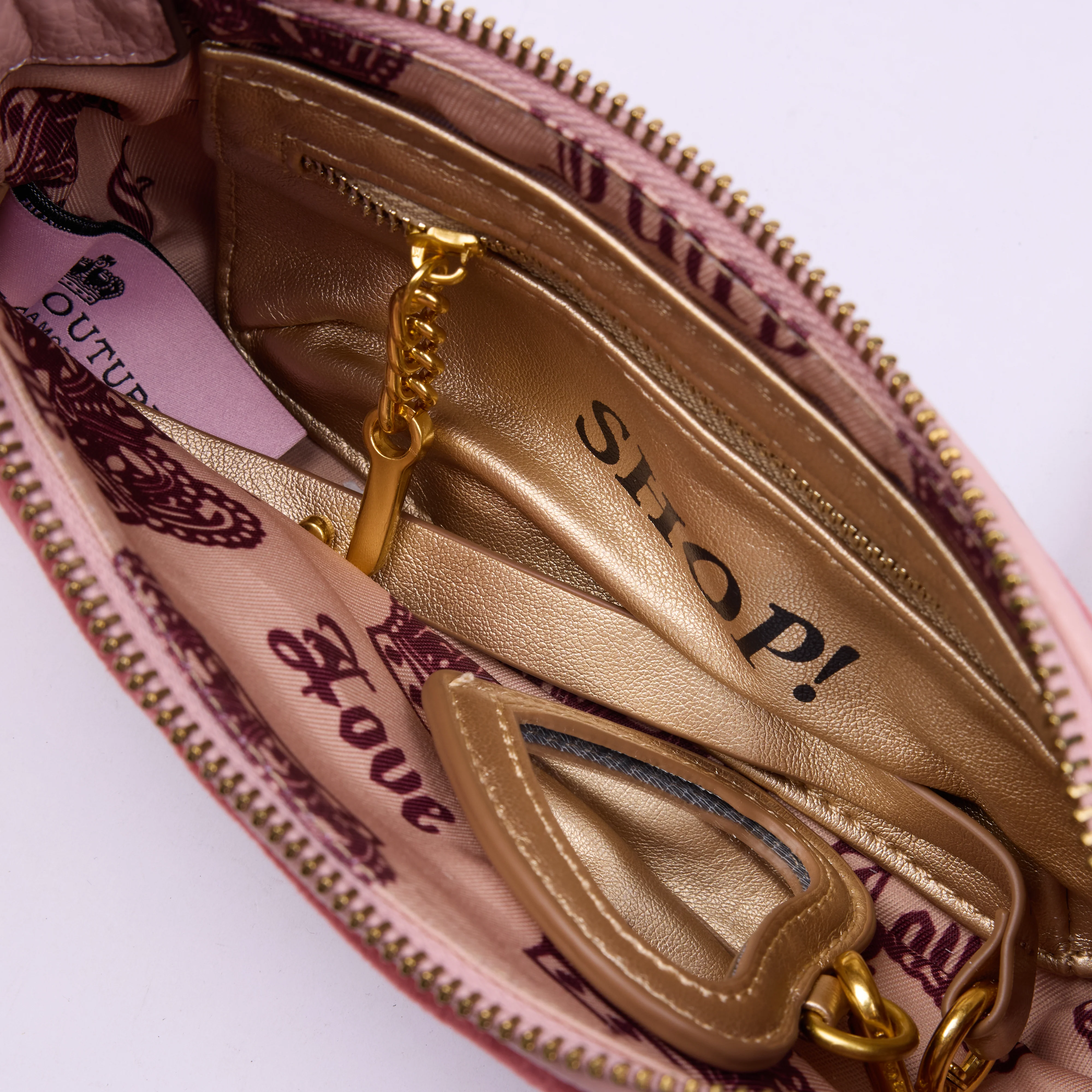Mini borsa a mano con tracolla DayDreamer Rosso Scuro in velour - Image 3