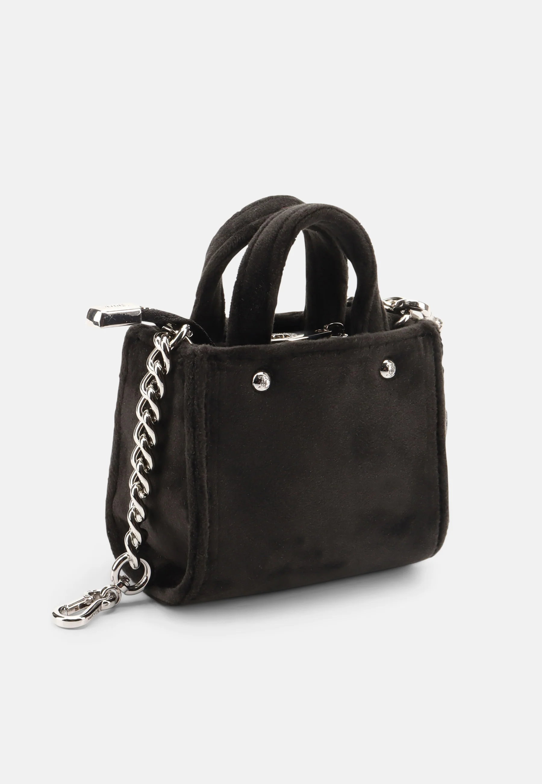 Mini borsa Iris in velluto con tracolla e logo in strass colore Nero - Image 2