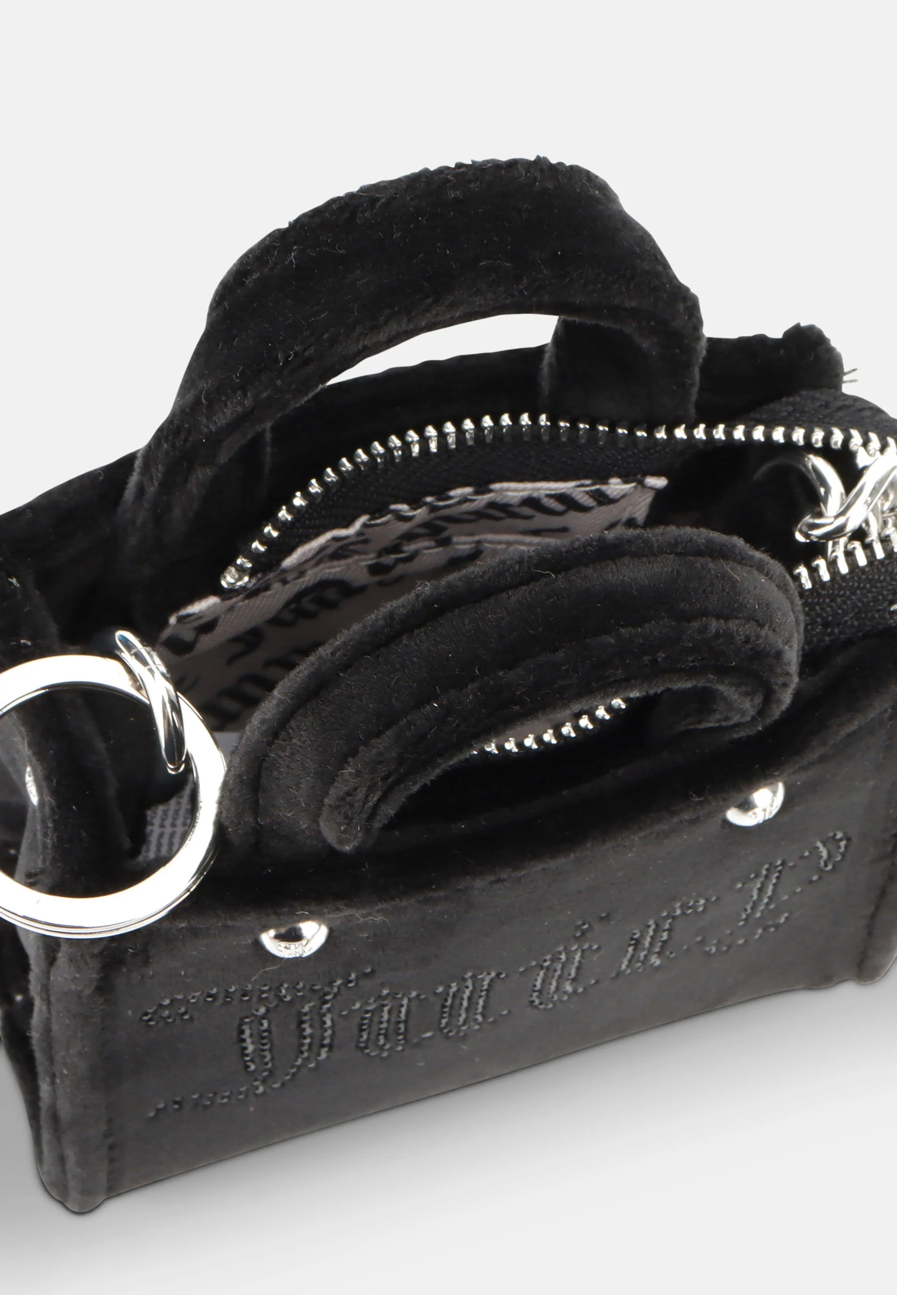 Mini borsa Iris in velluto con tracolla e logo in strass colore Nero - Image 3