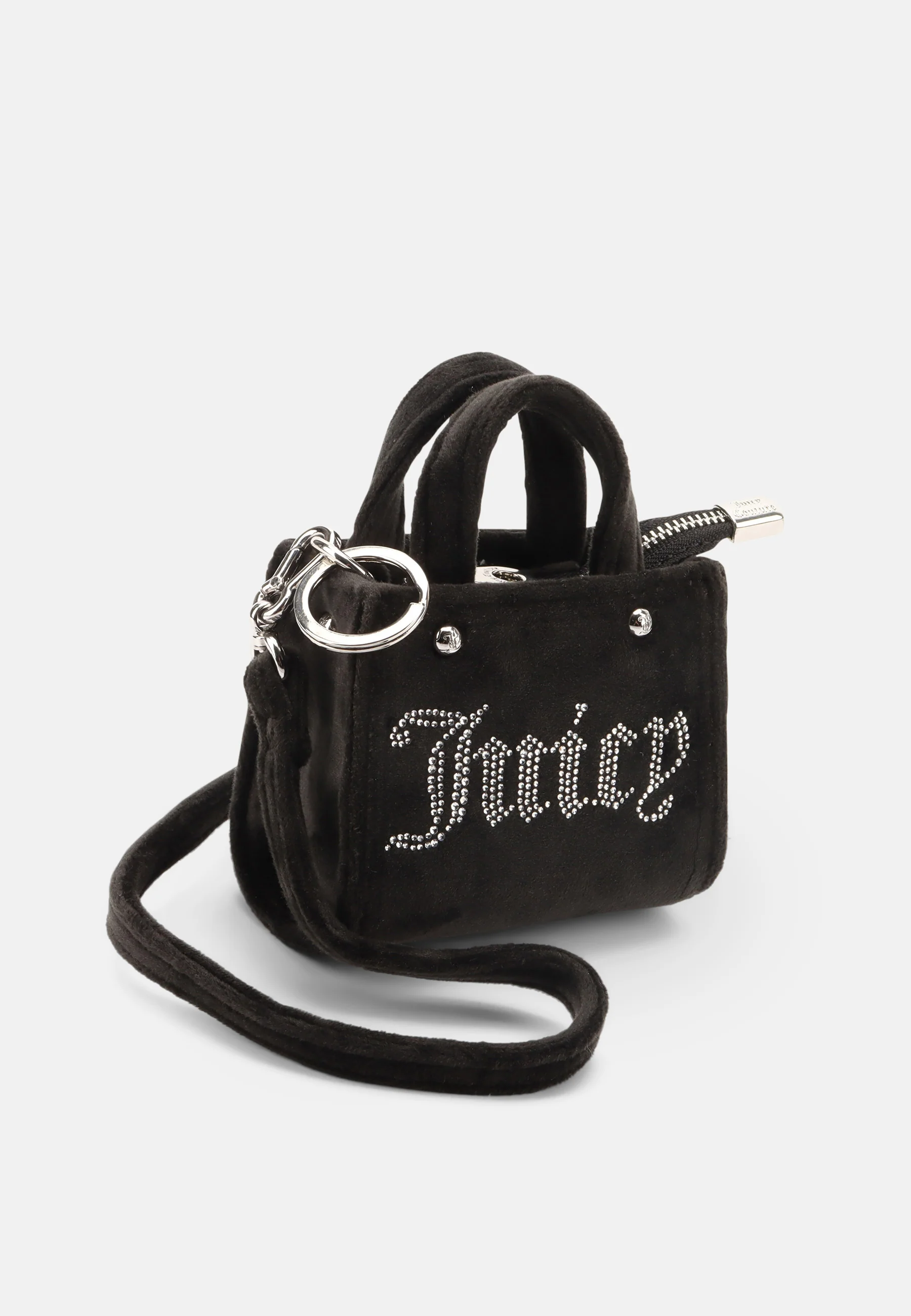 Mini borsa Iris in velluto con tracolla e logo in strass colore Nero - Image 5