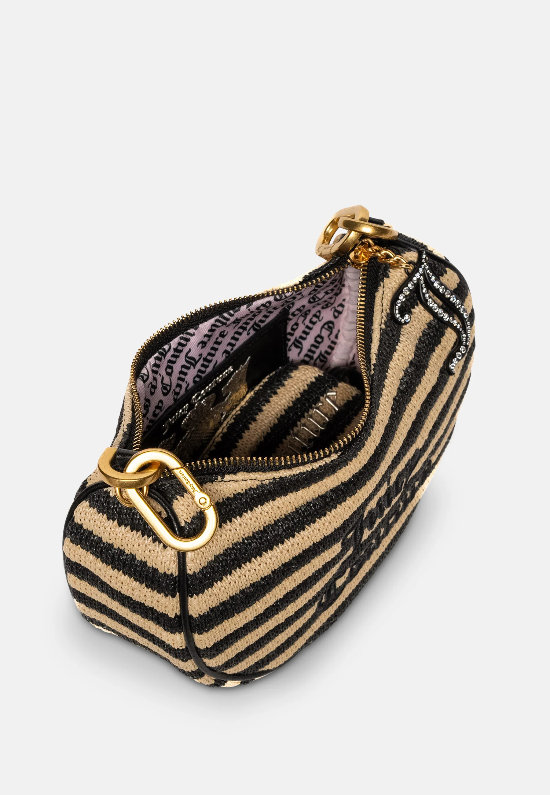 Mini tracolla Blossom Nera e Beige con strass - Image 3