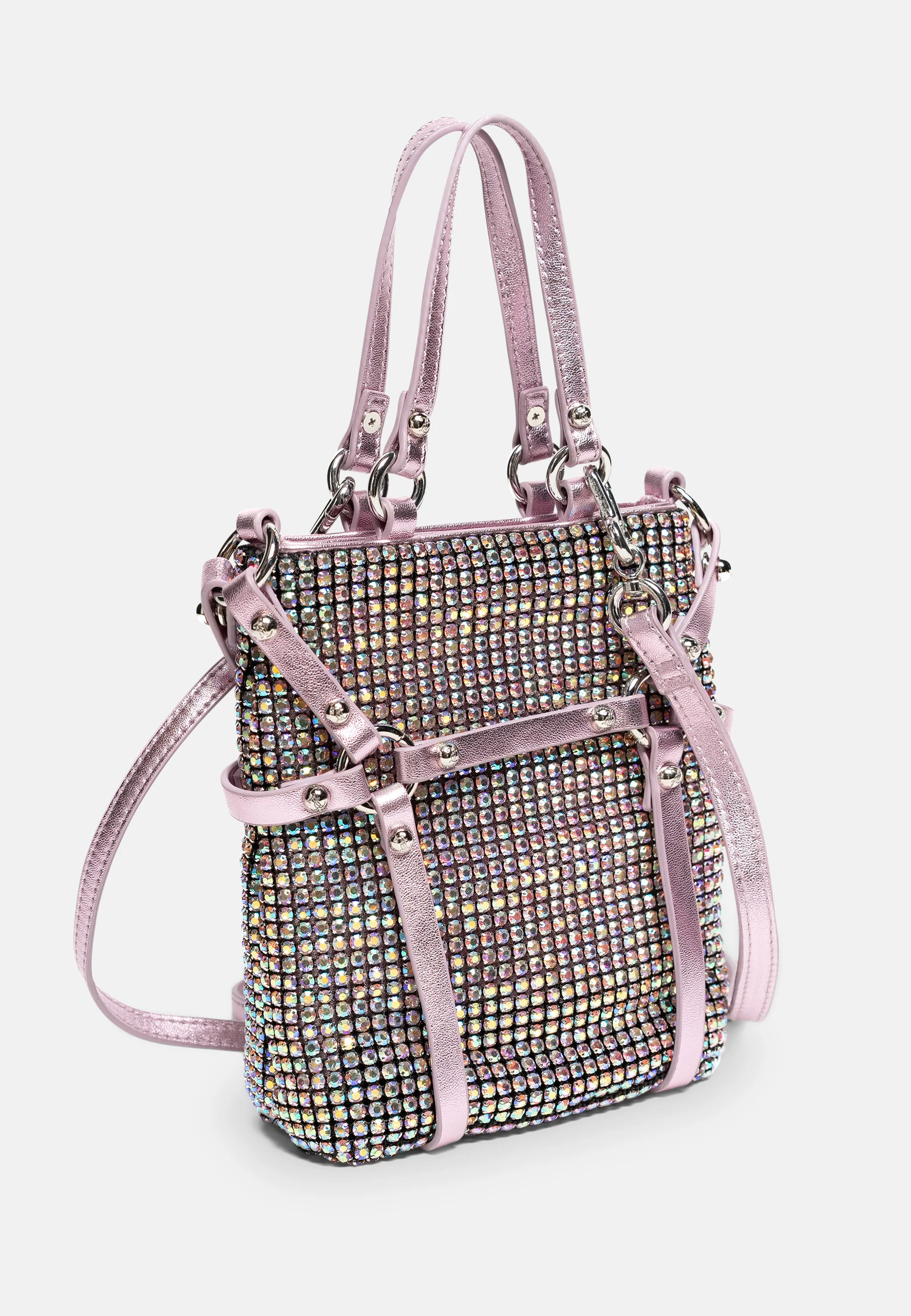 Mini tracolla Melanie Rosa con strass arcobaleno - Image 2