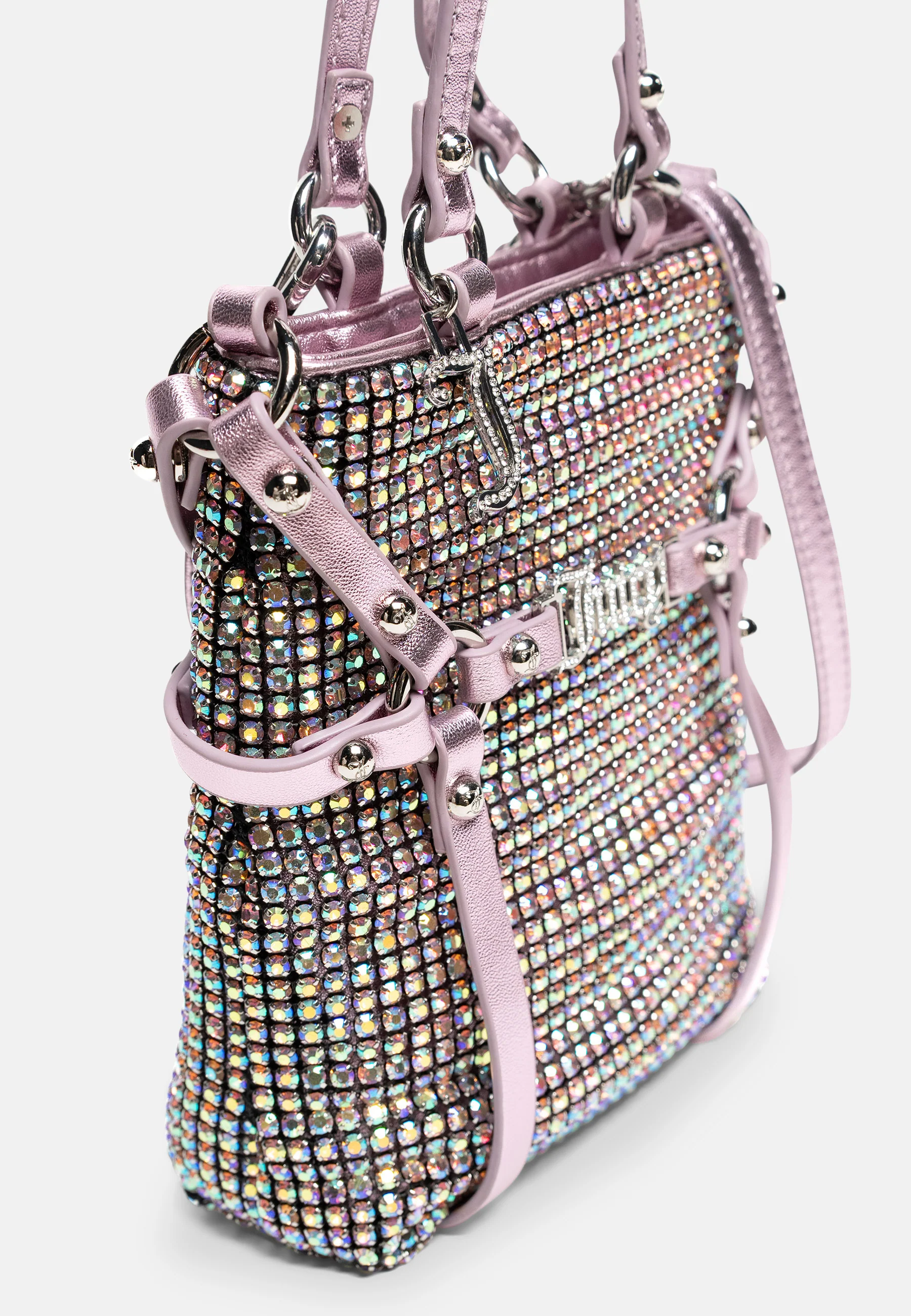 Mini tracolla Melanie Rosa con strass arcobaleno - Image 3
