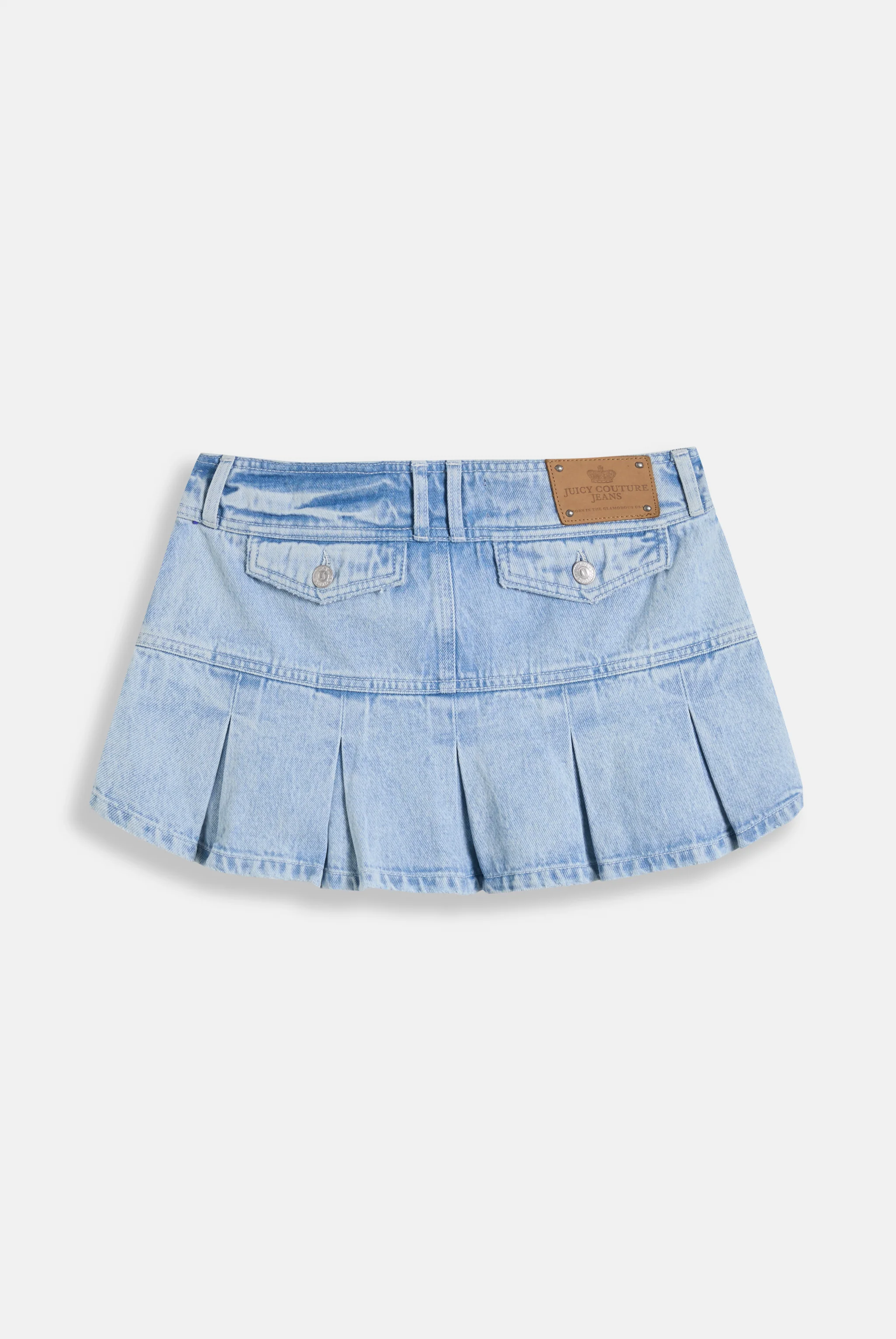 Minigonna Crest plissettata in denim blu chiaro - Image 2