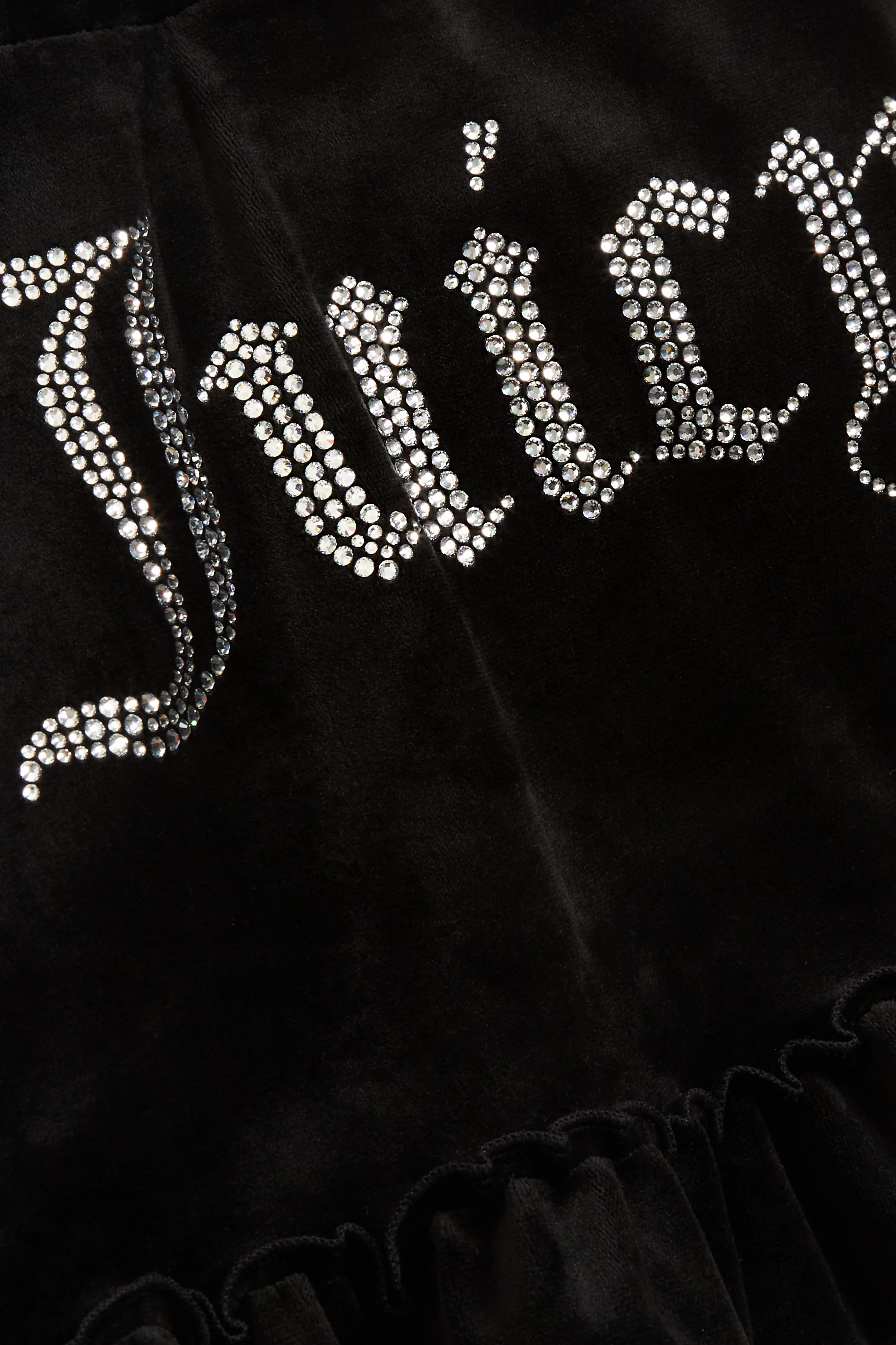 Minigonna Juicy in velluto con balza e logo in strass colore Nero - Image 3