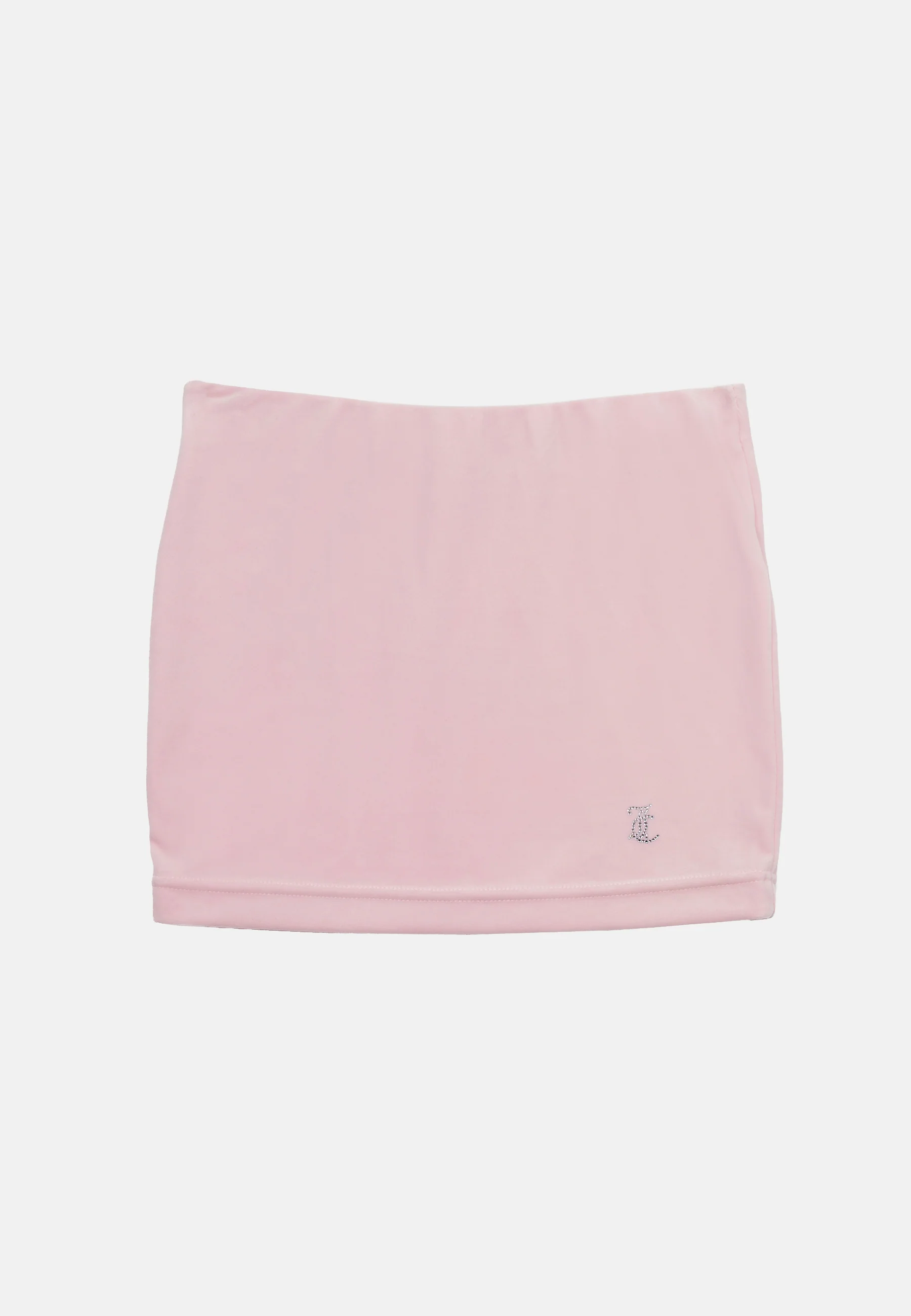 Minigonna Juicy in velluto con logo in strass colore Rosa